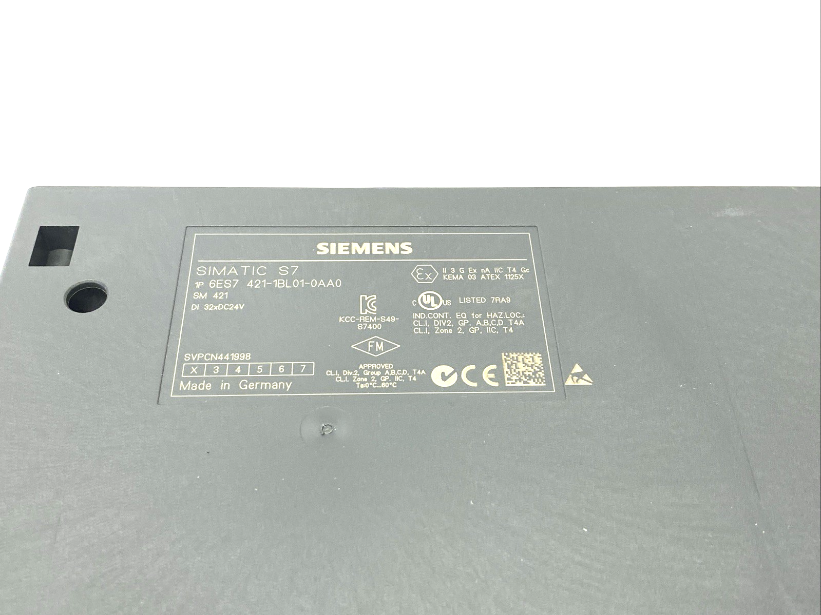 Siemens 6ES7421-1BL01-0AA0 S7-400 Digital Input Module 32DI 24V, CRACKED PLASTIC - Maverick Industrial Sales