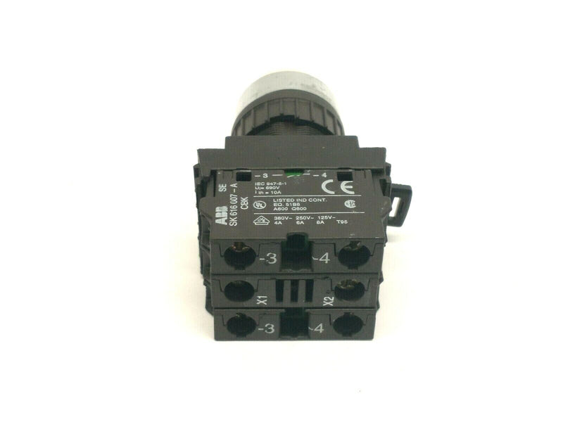 ABB MP3-21W White Illuminated Momentary Pushbutton w/ 2 N.O. Contacts - Maverick Industrial Sales