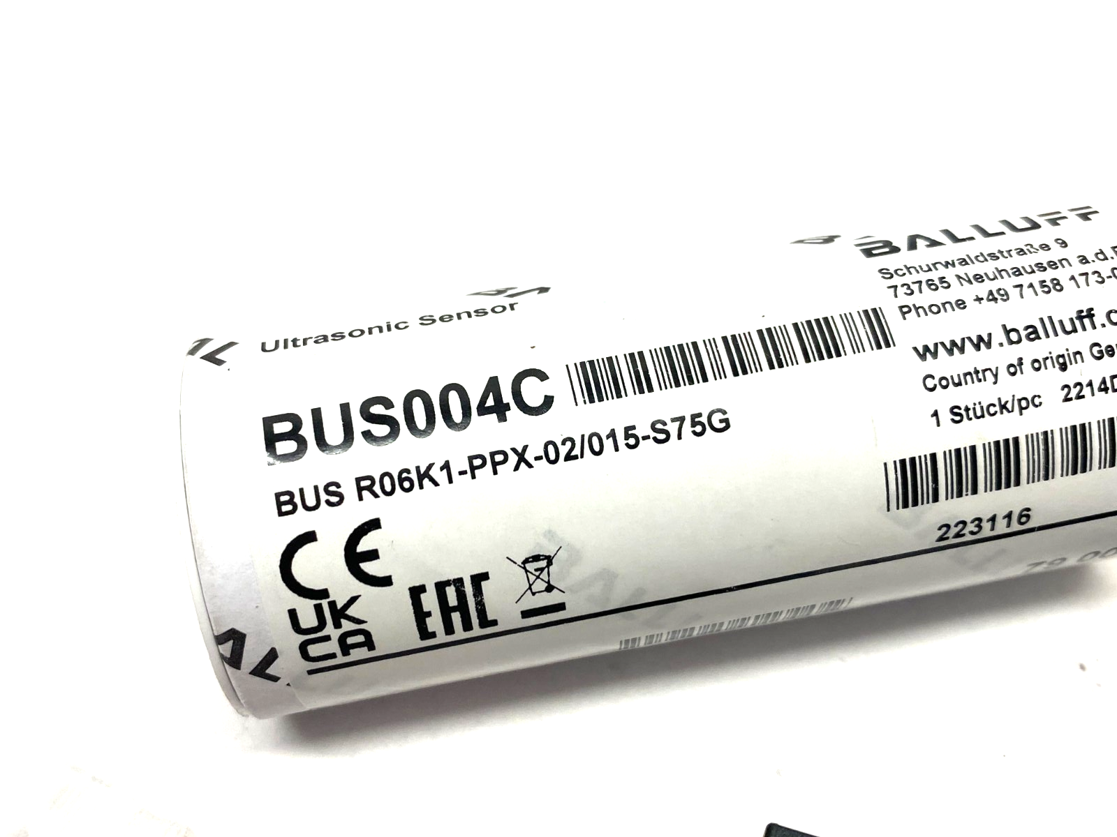 Balluff BUS004C Ultrasonic Sensor Male M8 4-Pin, BUS R06K1-PPX-02/015-S75G - Maverick Industrial Sales