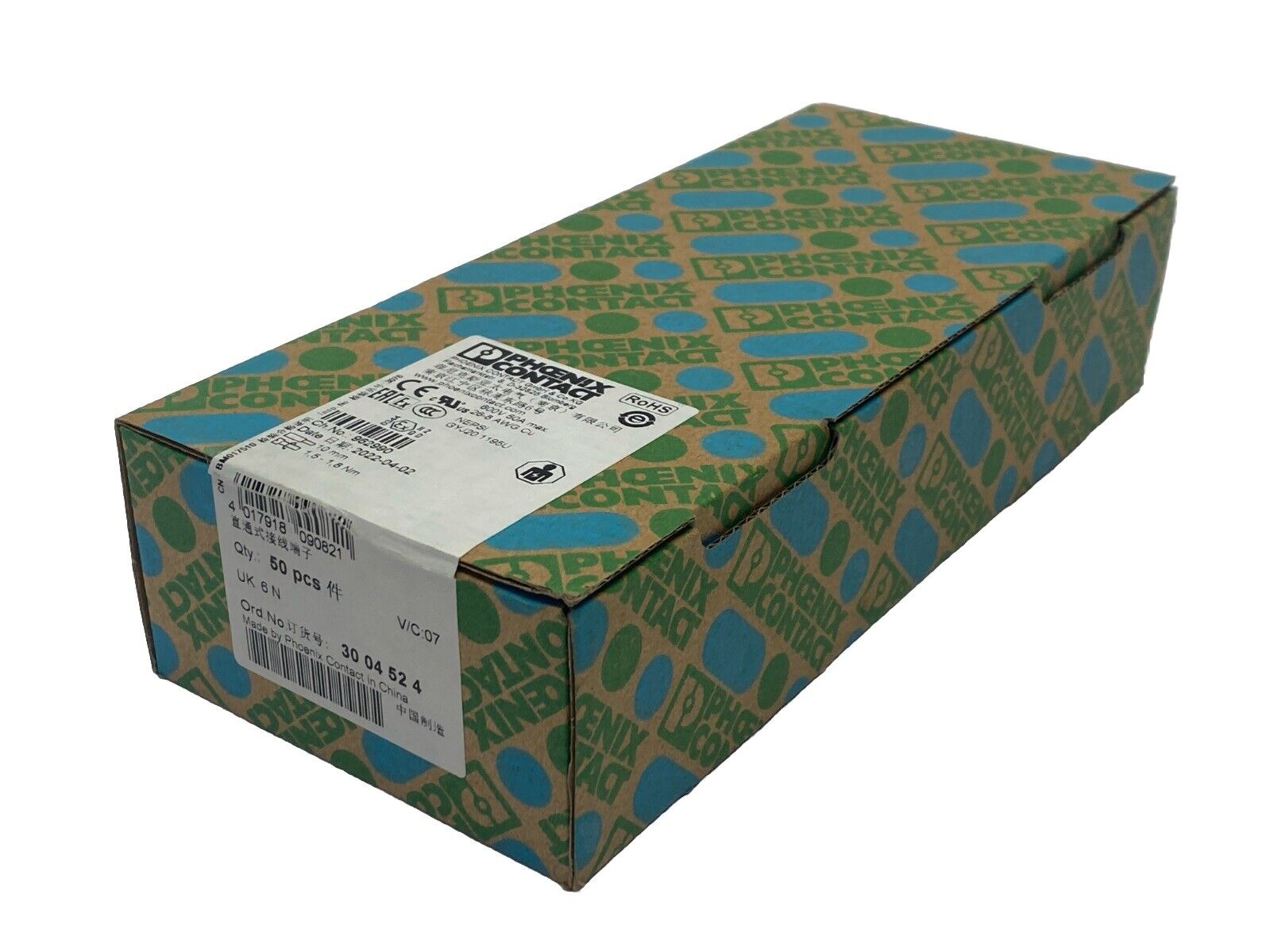 Phoenix Contact Typ UK 6 N Feed Through Terminal Block 3004524 PKG OF 50 - New - Maverick Industrial Sales