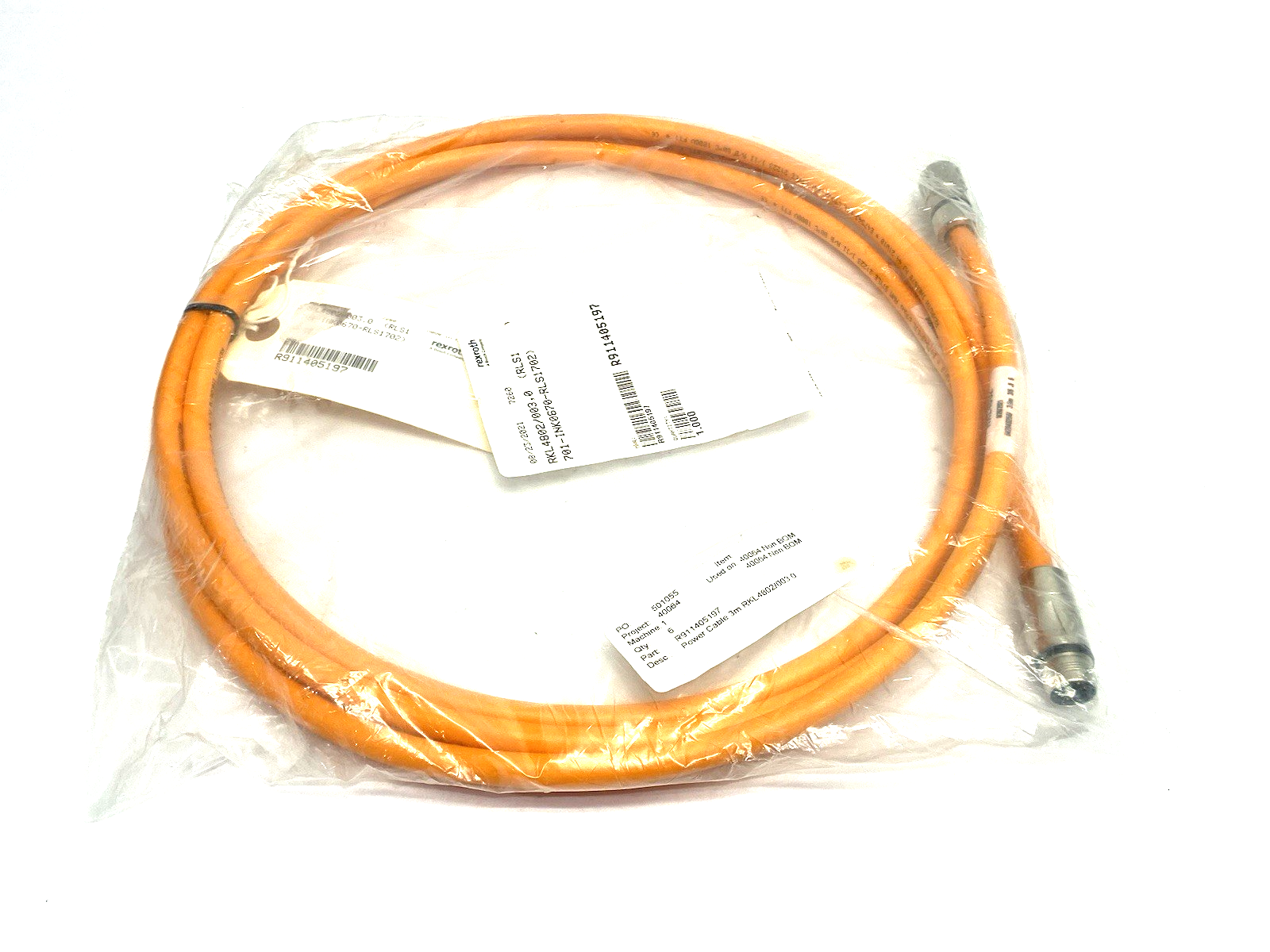 R911405197 | Bosch Rexroth Power Cable 3m (RLS1701-INK0670-RLS1702)RKL4802/003,0 - New Other - Maverick Industrial Sales