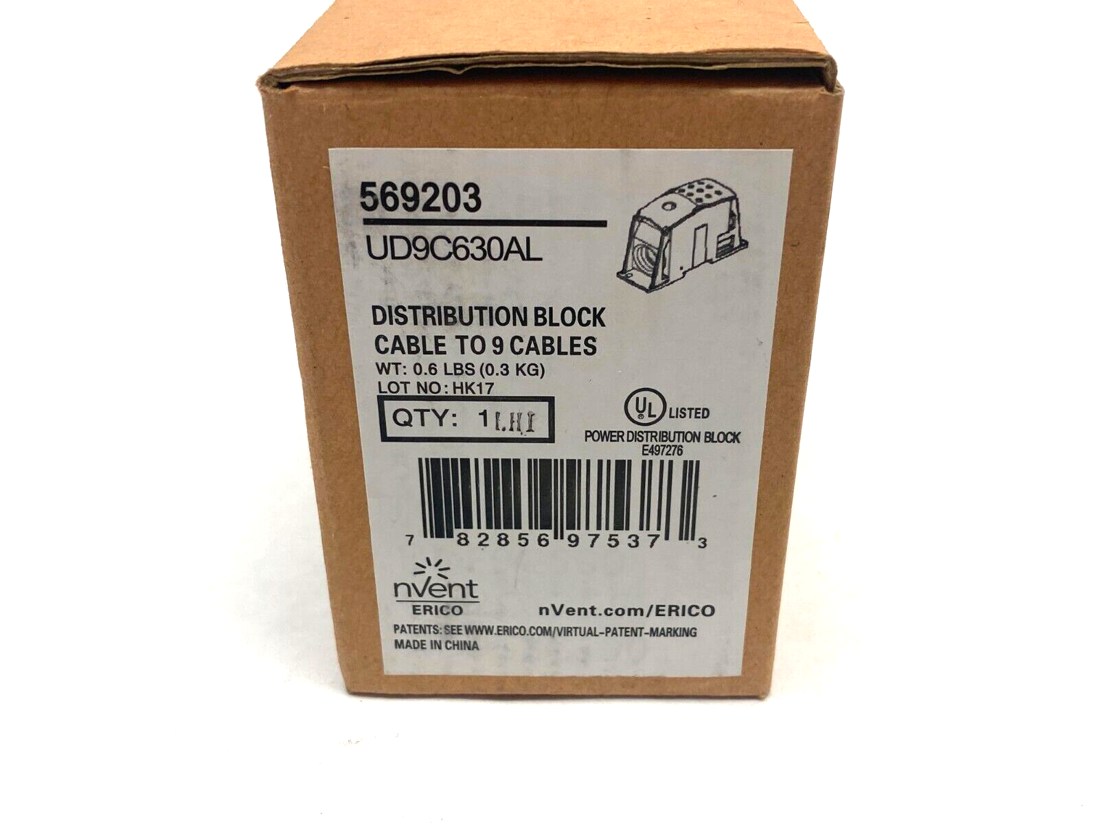 Nvent Erico UD9C630AL Eriflex Power Distribution Block 1 to 9 Cables 569203 - Maverick Industrial Sales