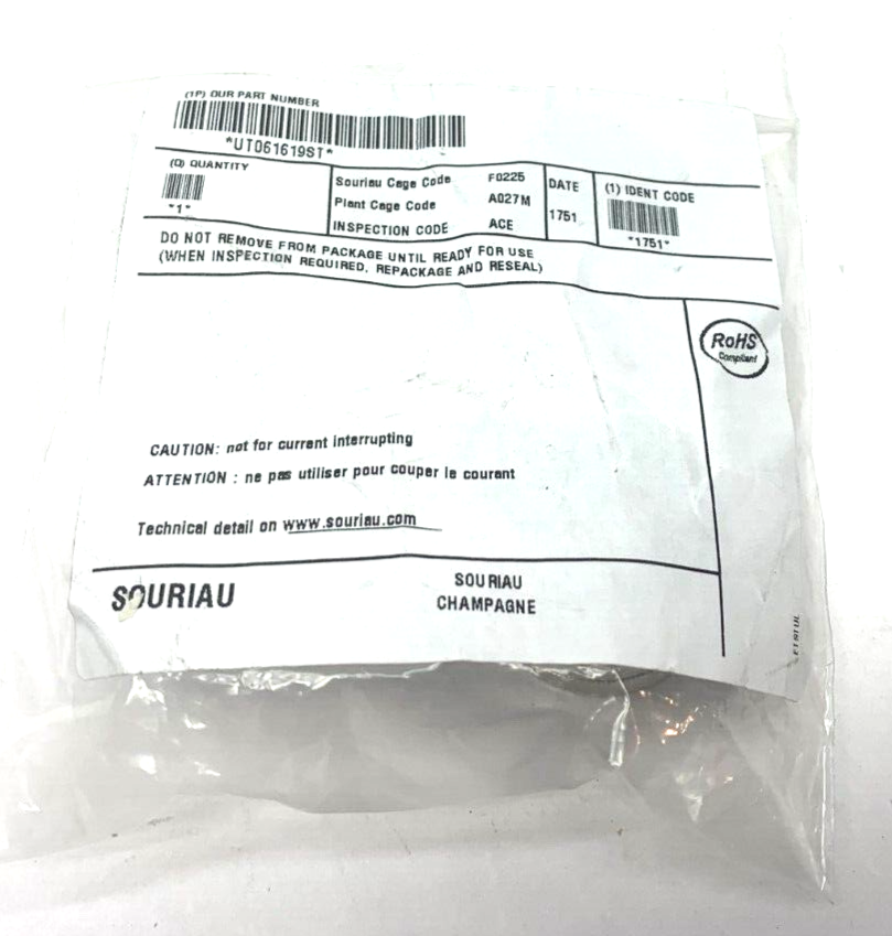 Souriau UT061619ST Circular Connection Plug Housing - Maverick Industrial Sales