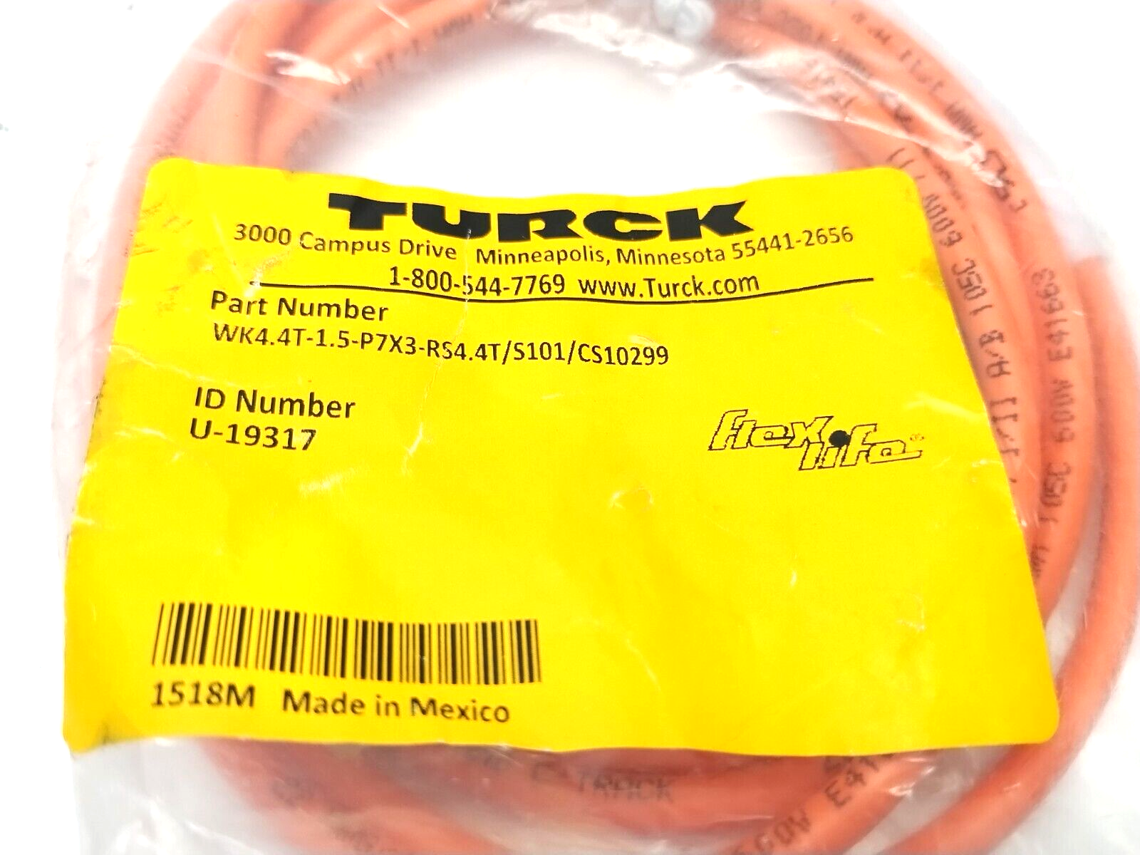 Turck WK4.4T-1.5-P7X3-RS4.4T/S101/CS10299 Double Ended Cordset 1.5m LED U-19317 - Maverick Industrial Sales