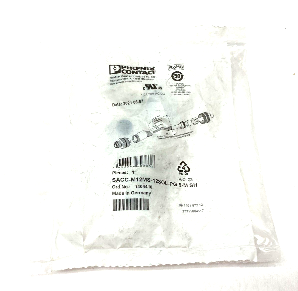 Phoenix Contact SACC-M12MS-12SOL-PG-9-M SH Straight Plug Connector 1404410 - Maverick Industrial Sales