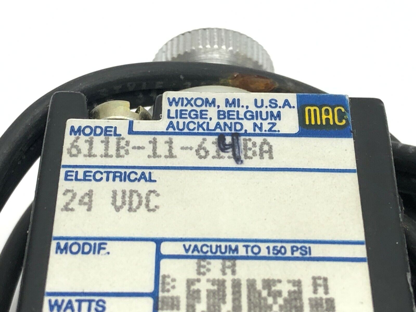 MAC Valves 611B-11-614BA Solenoid Valve 24VDC 8.5W 150PSI - Maverick Industrial Sales