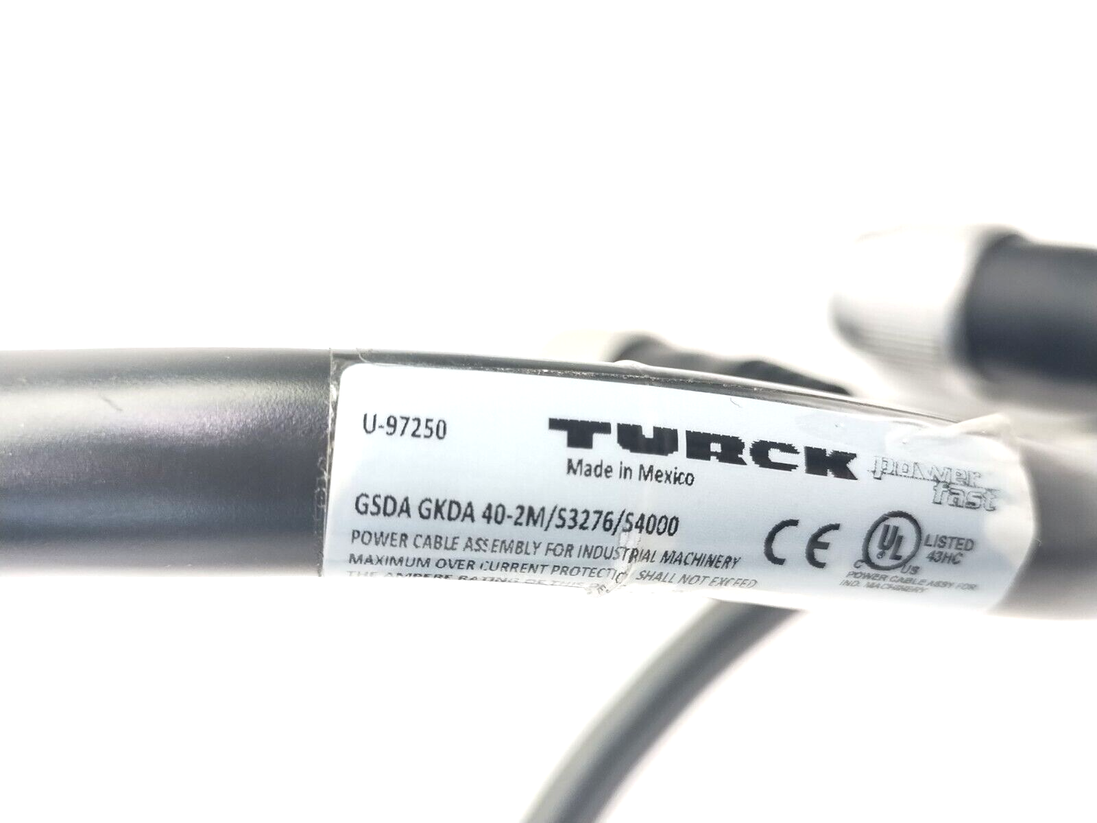 Turck GSDA GKDA 40-2M/S3276/S4000 Cordset 1-3/8" Male To Female 4-Pin 2m U-97250 - Maverick Industrial Sales