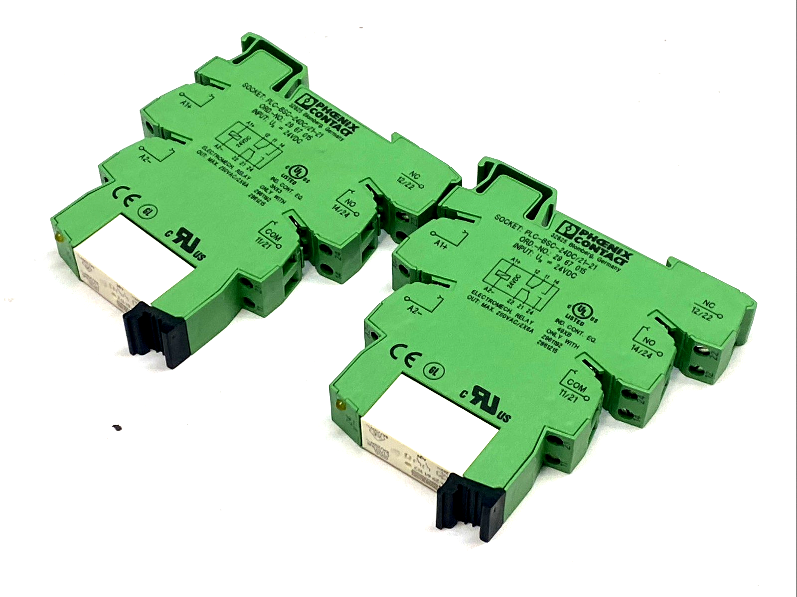 PLC-BSC-24DC/21-21 | Phoenix Contact Relay Base 2CO 6A 250V 24VDC 2961192 LOT OF 2 - Used - Maverick Industrial Sales