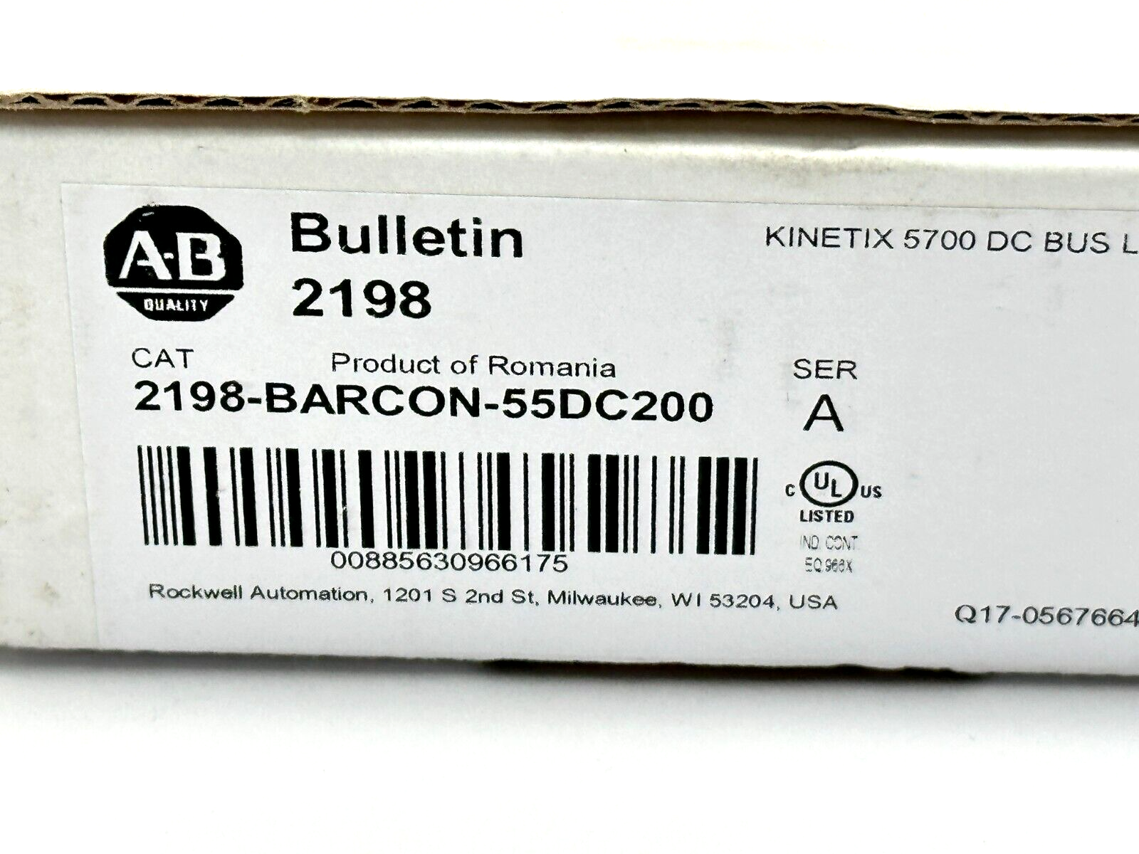 2198-BARCON-55DC200 | Allen Bradley Ser. A Kinetix 5500 55mm DC Bus Bar - New - Maverick Industrial Sales