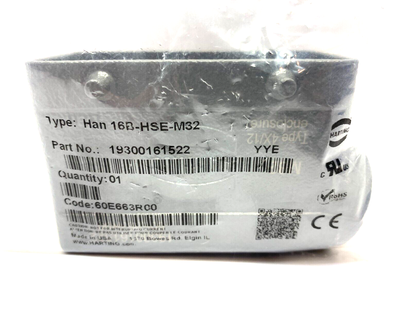 Harting 19300161522 Aluminum Hood Side-Entry Han 16B-HSE-M32 - Maverick Industrial Sales
