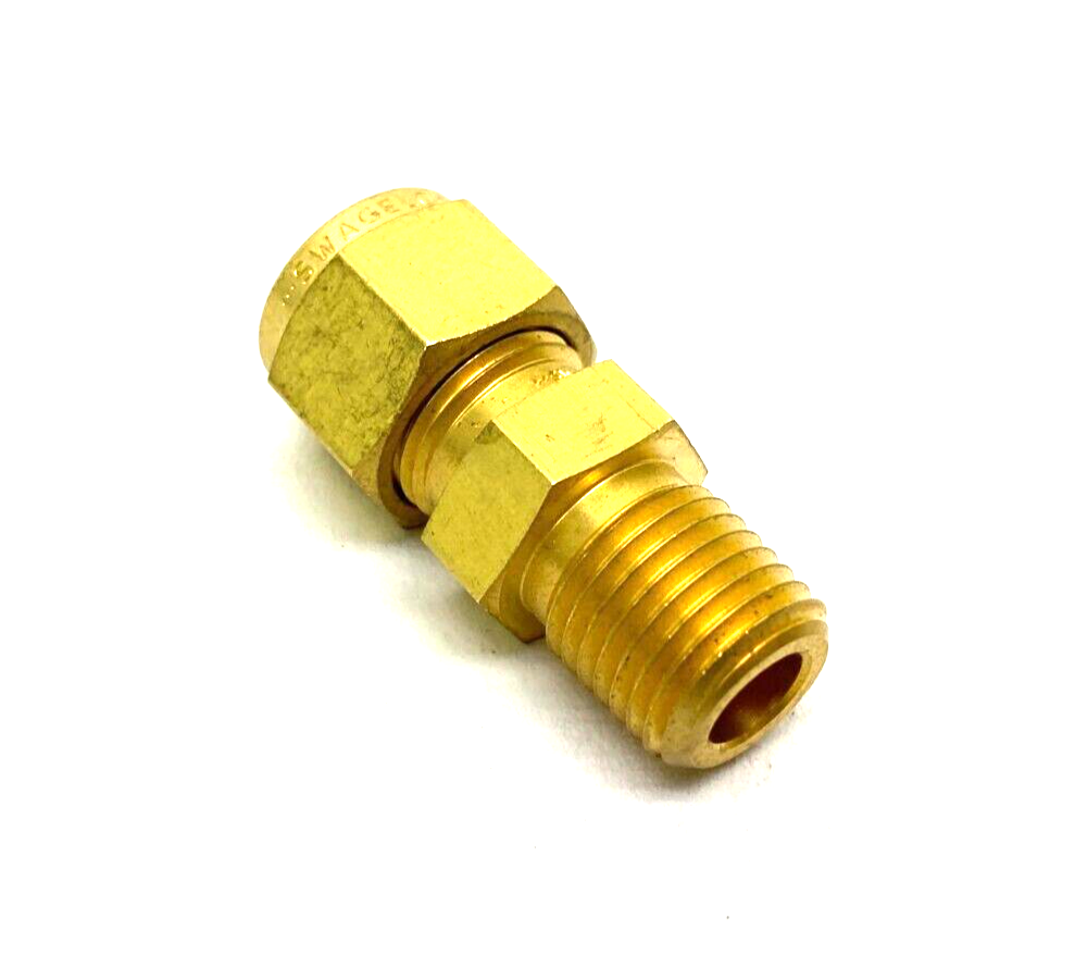 Swagelok B-600-1-4 Brass Compression Tube Fitting 3/8" Tube OD 1/4" NPT Thread - Maverick Industrial Sales