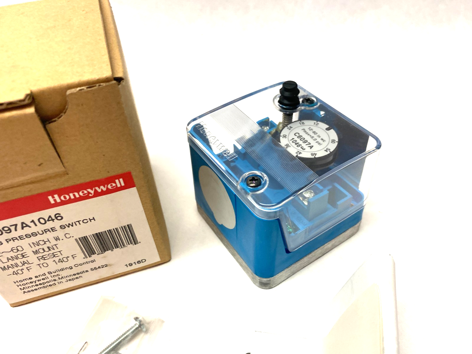 Honeywell C6097A1046 Gas Pressure Switch Flange Mount 12-60in WC - Maverick Industrial Sales