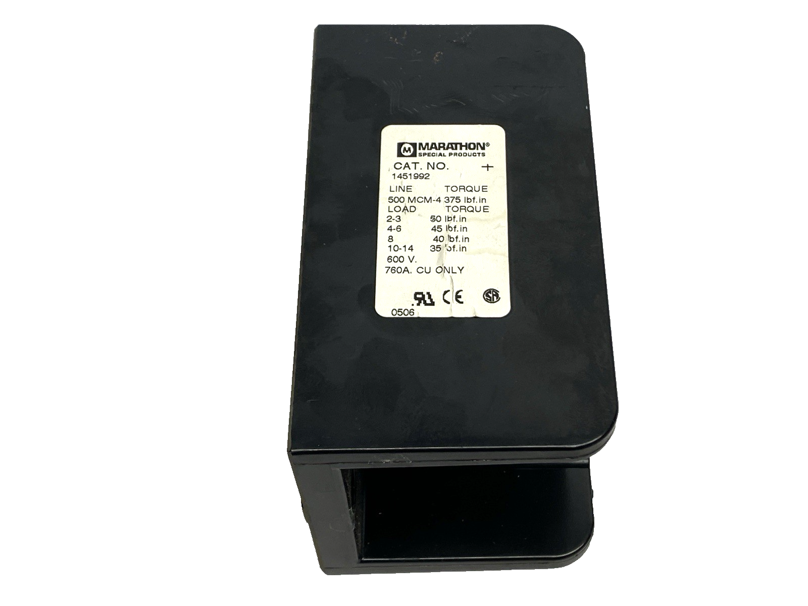 Marathon 1451992 Power Terminal Block 600V 760A MISSING COVER - Maverick Industrial Sales