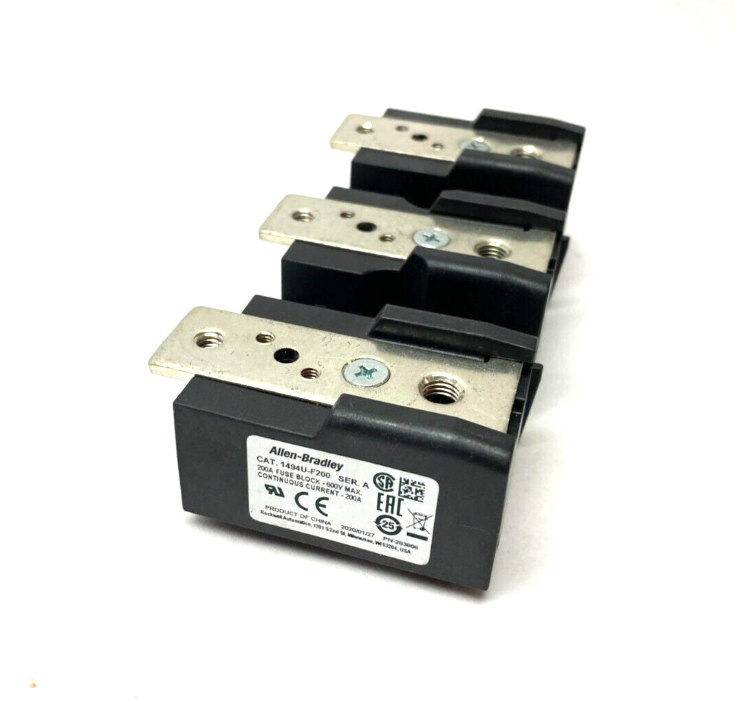 Allen Bradley 1494U-F200 Ser. A Trailer Fuse Block, 600V 200A - New – Open box - Maverick Industrial Sales