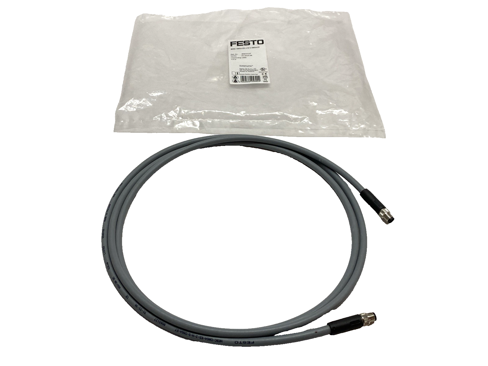 NEBC-D8G4-ES-2-N-S-D8G4-ET | Festo Connecting Cable M/M M8 4-Pin 2m 8065127 - New – Open box - Maverick Industrial Sales