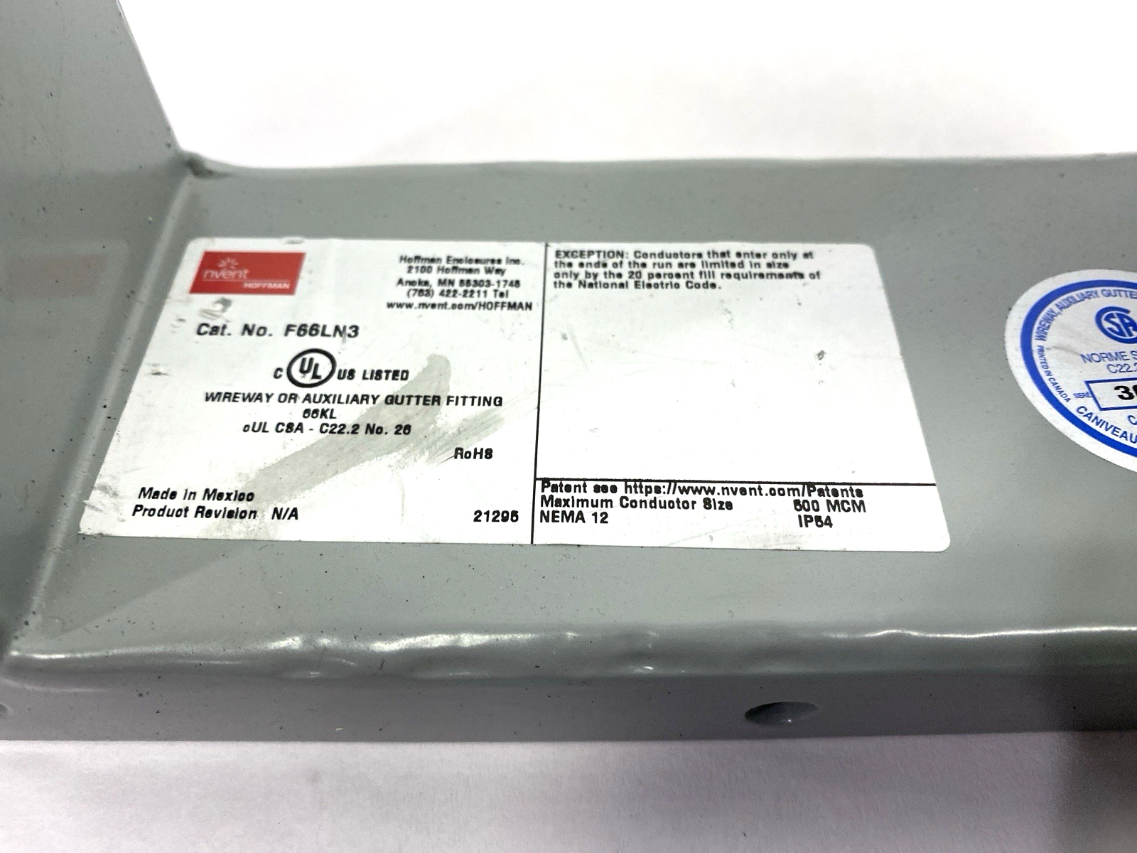 Hoffman F66LN3 Nipple Lay-in Hinged-Cover Gray 6" x 6" x 3" 19950 - Maverick Industrial Sales