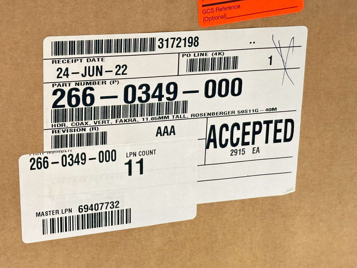 59S11G-40M | Rosenberger Fakra Vertical Coax HDR 11.65mm Tall 2915 QTY BOX - New – Open box - Maverick Industrial Sales