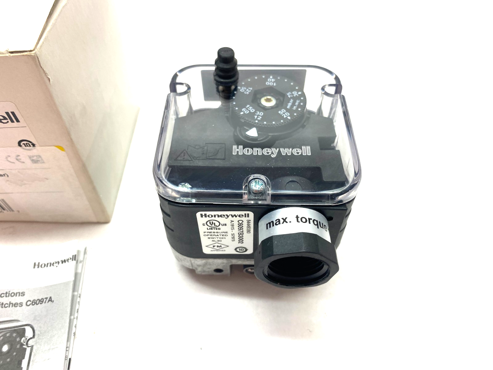 Honeywell C6097B3002 Gas Pressure Switch Manual Reset 12-60in WC - Maverick Industrial Sales