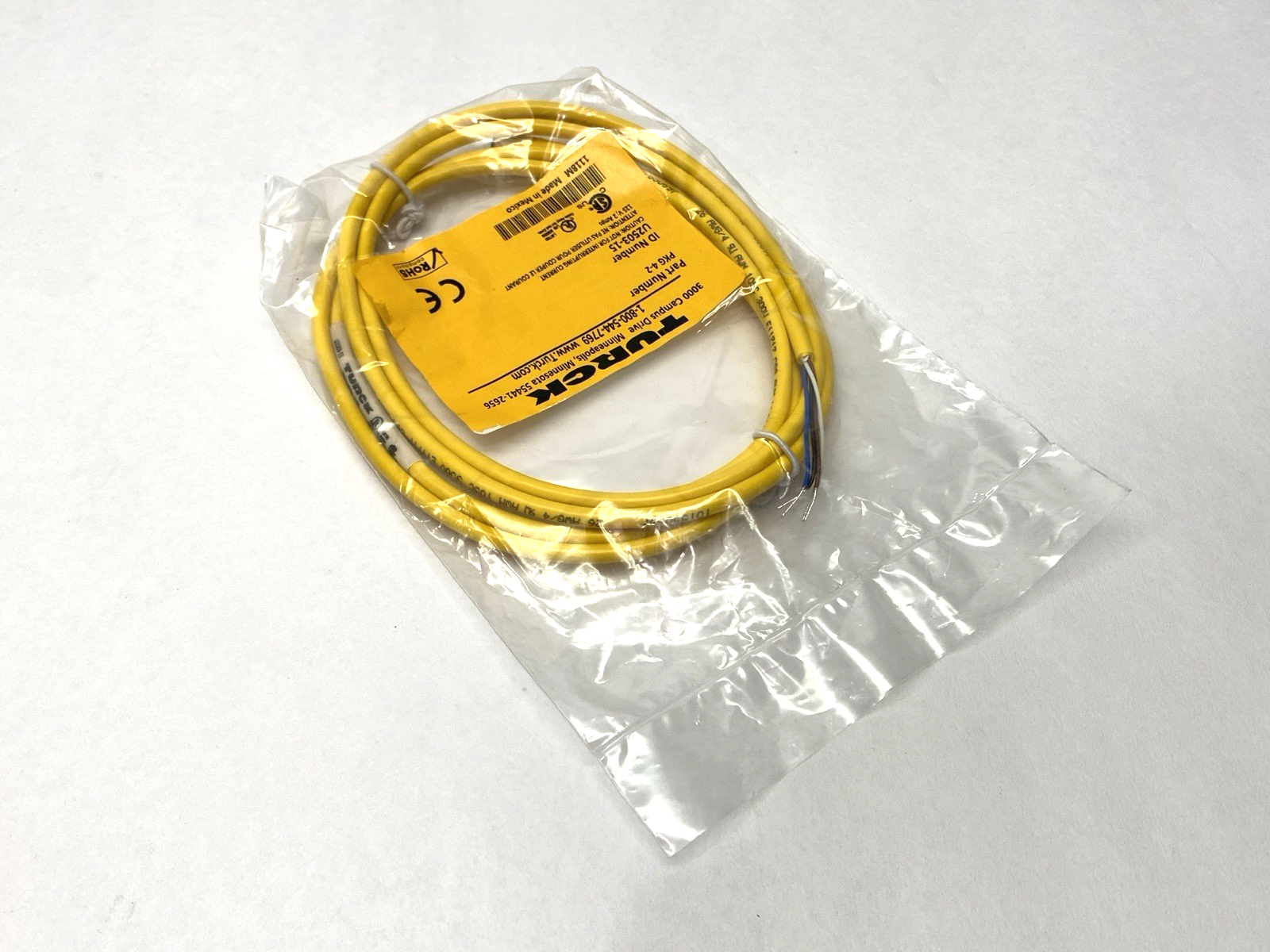 Turck PKG 4-2 Single Ended Cable M8 Female Connector 4-Pin 2m U2503-15 - Maverick Industrial Sales
