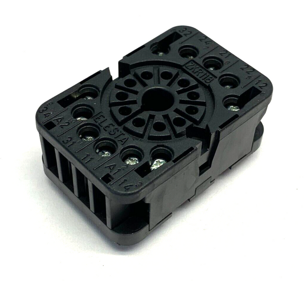 Elesta ZKR118 Relay Socket Contact Block BLACK 11-Pin 220V 10A - Maverick Industrial Sales