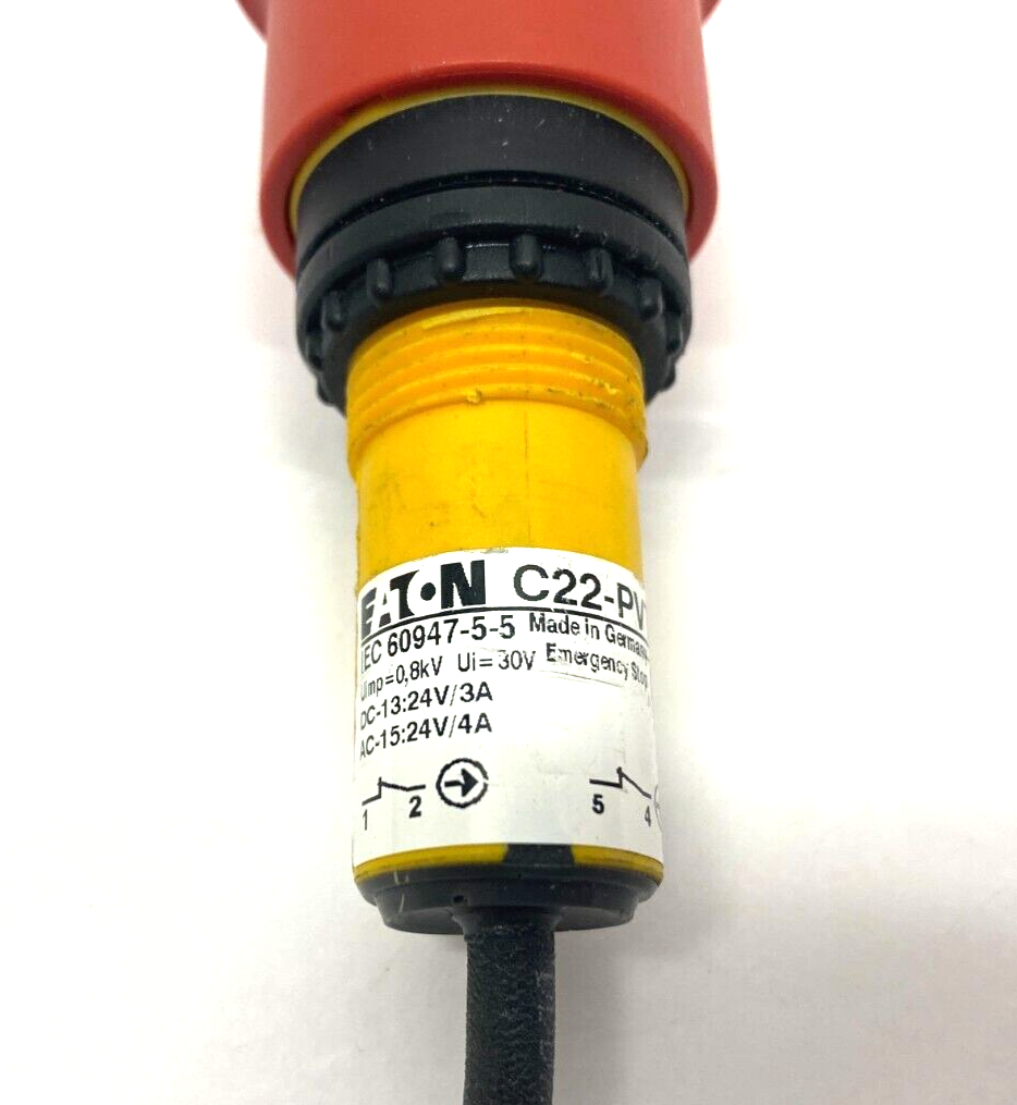 Eaton C22-PVT45P-K02-P10 22mm Emergency Stop Switch 3-Pos Non-Illuminated 24V - Maverick Industrial Sales