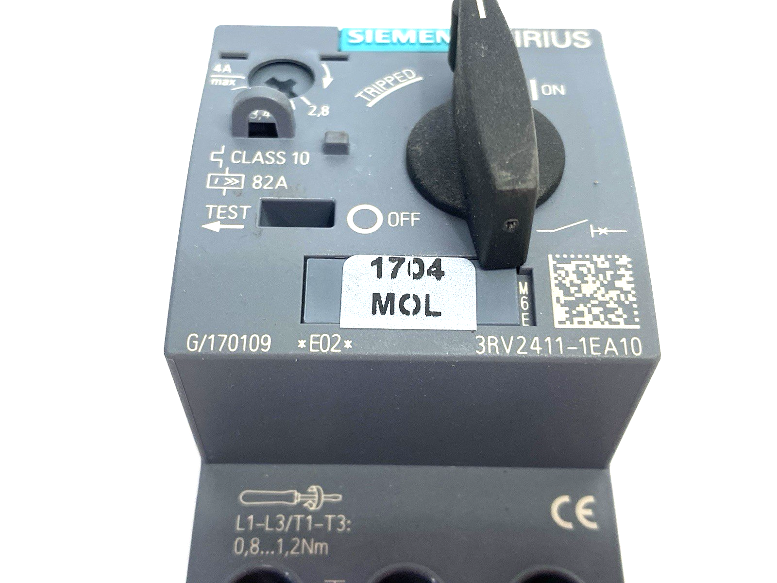 Siemens 3RV2411-1EA10 SIRIUS Motor Protection Circuit Breaker Size S00 - Maverick Industrial Sales