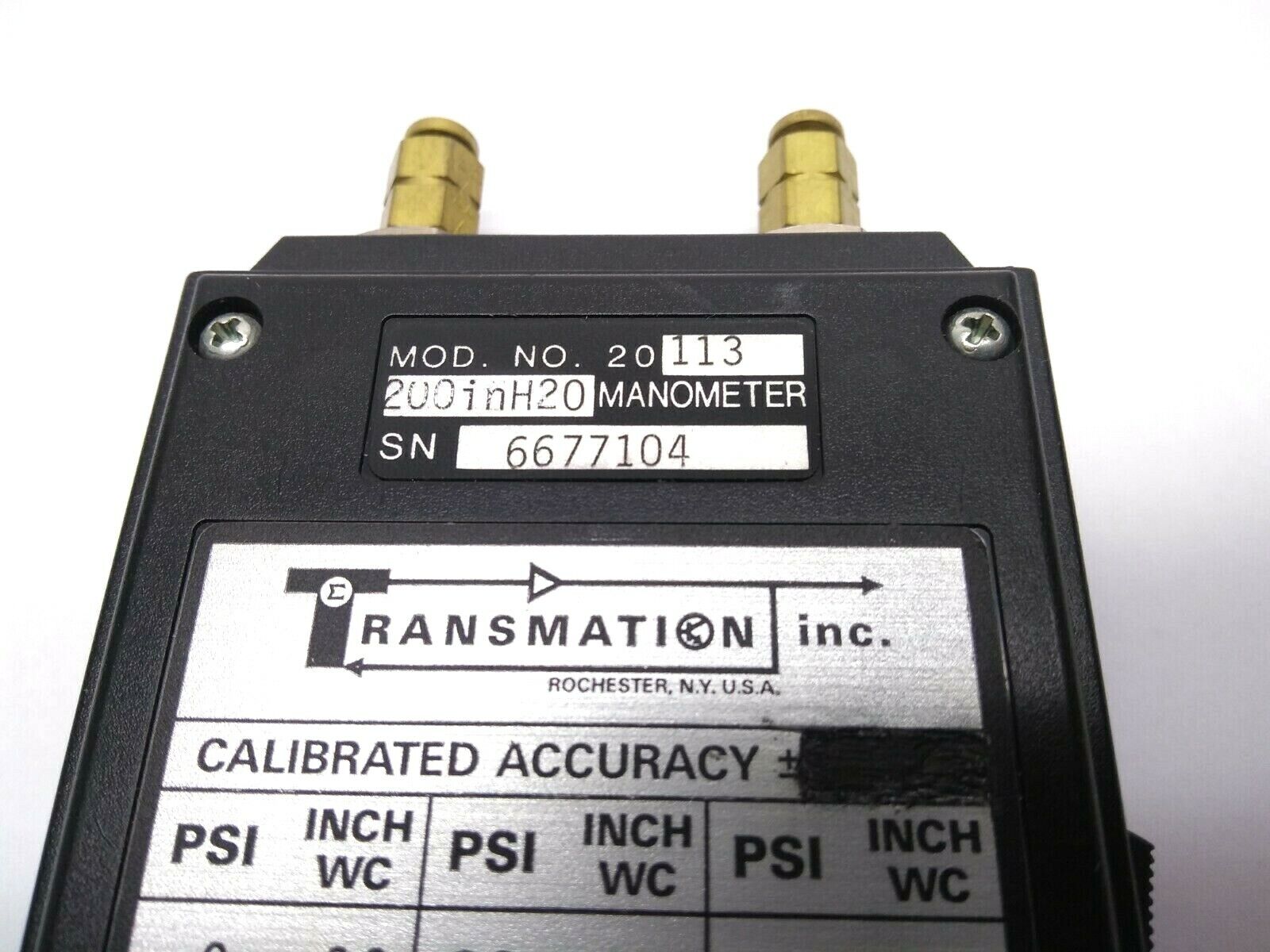 20113 | Transmation Inc. Model 20 Manometer T-Gauge - Used - Maverick Industrial Sales