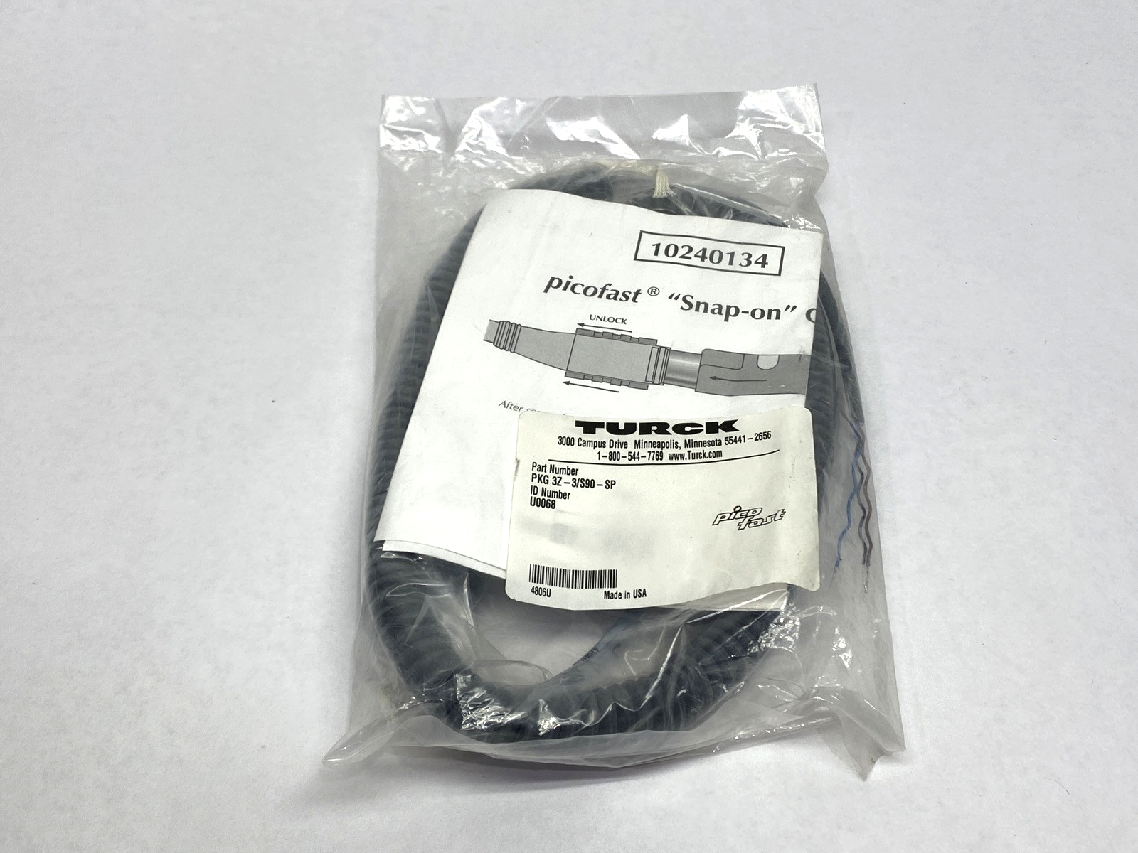 Turck PKG 3Z-3/S90-SP PicoFast Single-Ended M12 Female Cordset U0068 - Maverick Industrial Sales