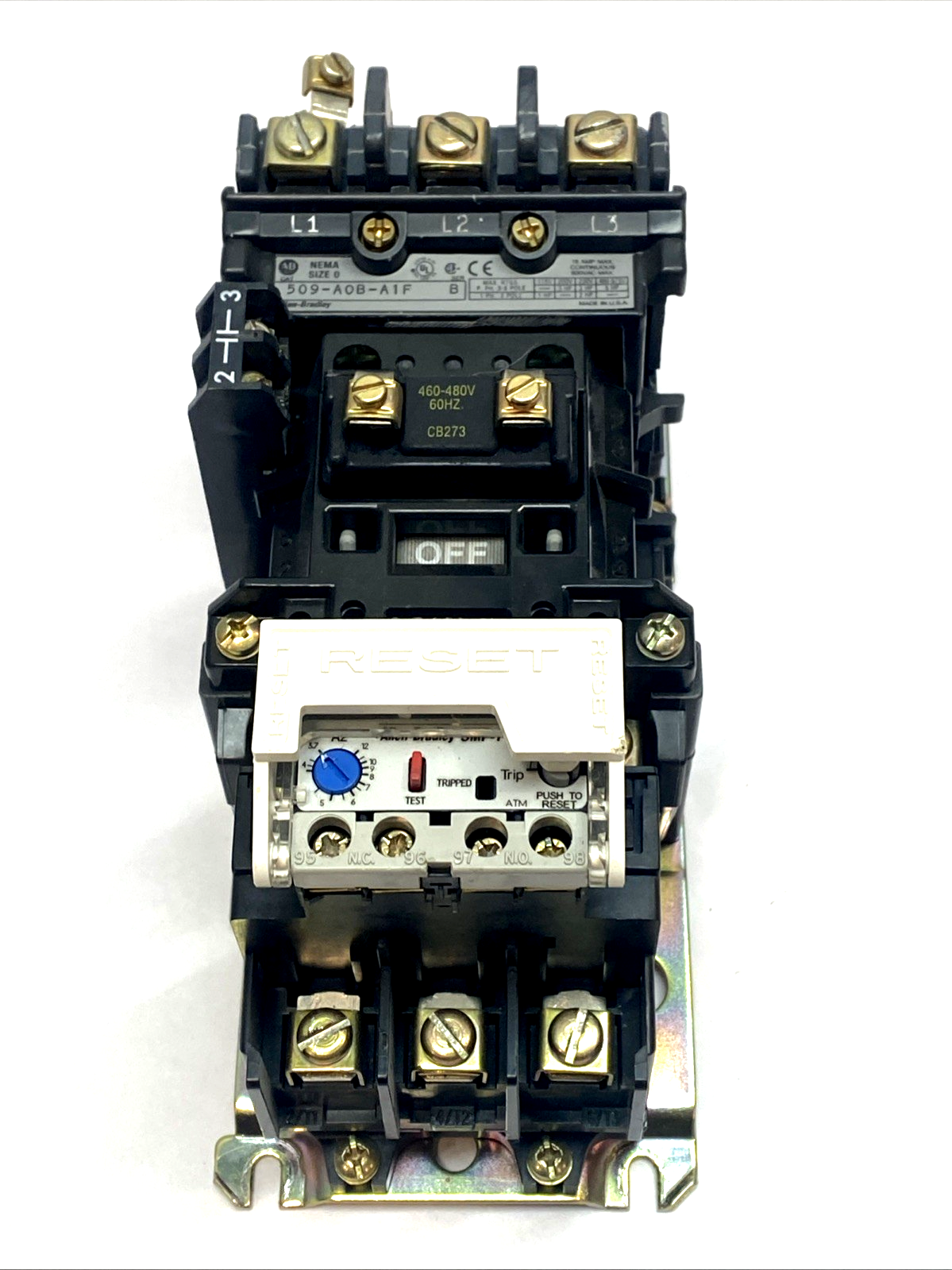 509-A0B-A1F | Allen Bradley Nema 0 Motor Starter SER B 480V E1 Plus Overload - Used - Maverick Industrial Sales