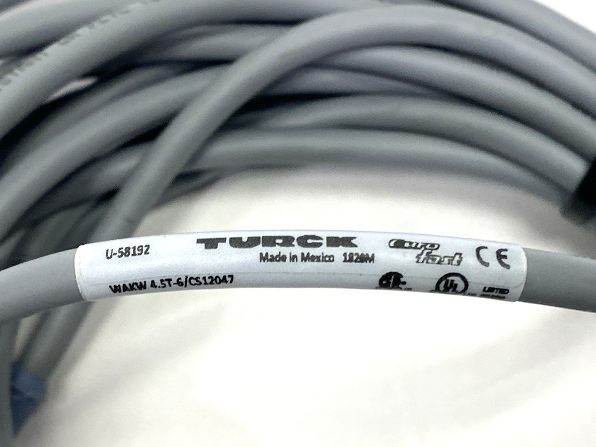 WAKW 4.5T-6/CS12047, U-58192 | Turck WAKW 4.5T-6/CS12047 Single-Ended EuroFast Cordset Female M12 4-Pin U-58192 - Used - Maverick Industrial Sales