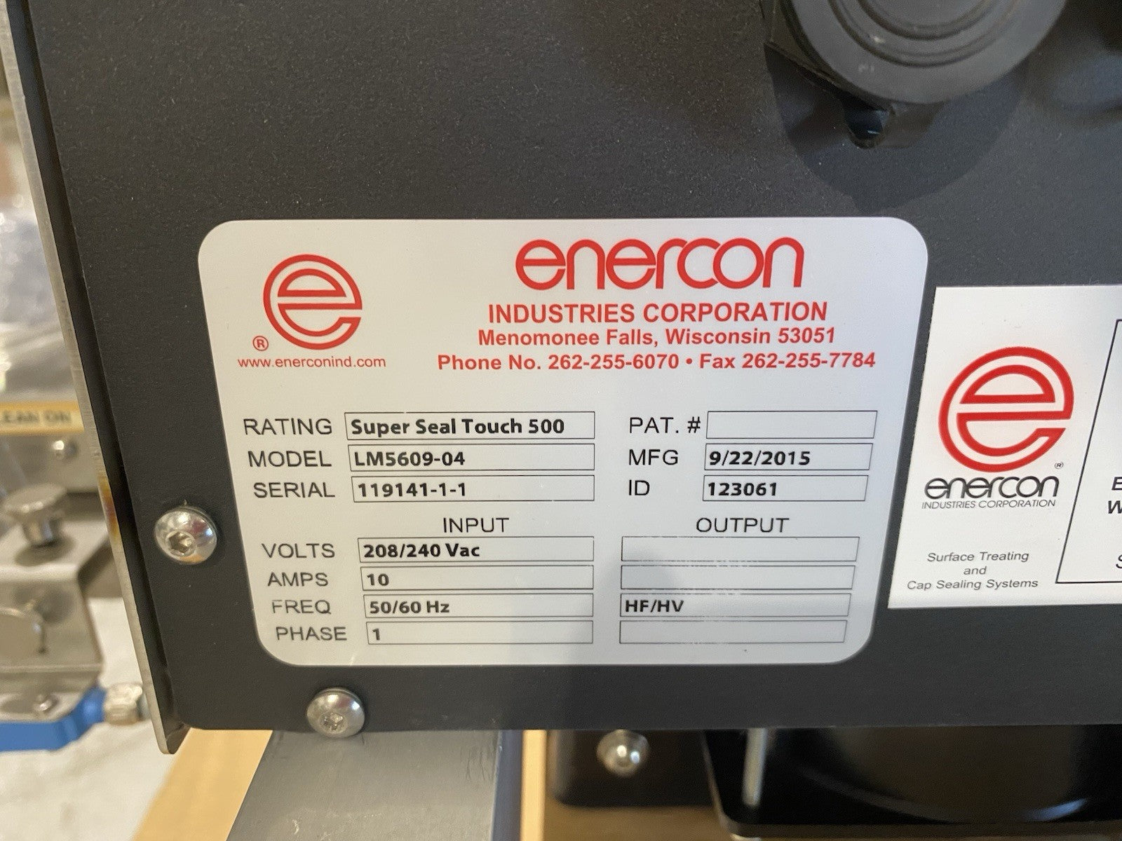 Enercon LM5609-04 Super Seal™ Touch 500 Induction Cap Sealer 1-Phase 208/240VAC - Maverick Industrial Sales
