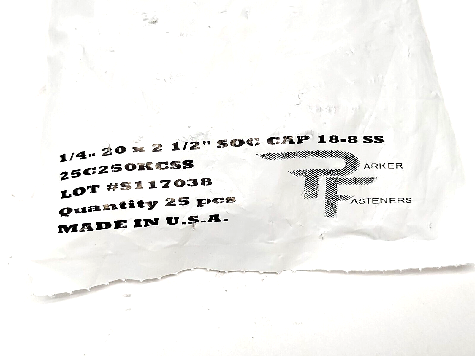 Parker Fasteners 25C250KCSS 1/4"-20 x 2-1/2" Socket Head Cap Screw 18-8SS 25-PK - Maverick Industrial Sales