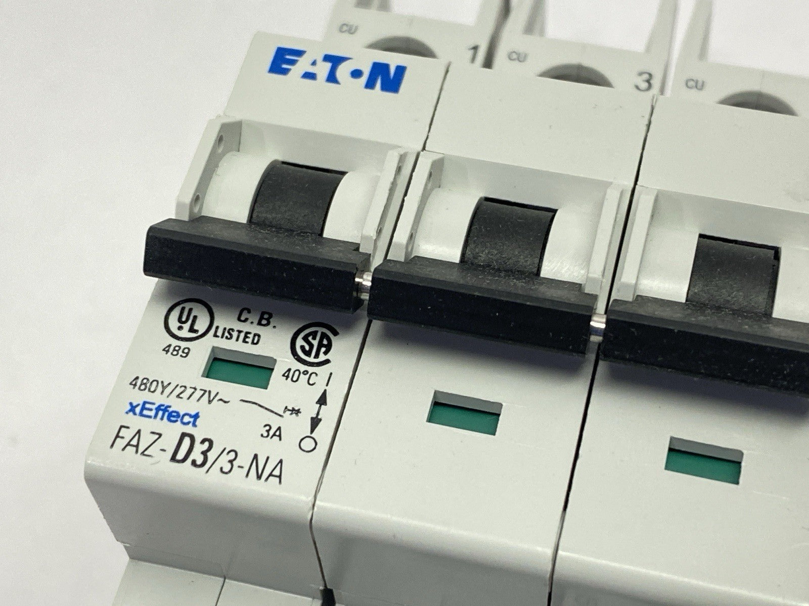 Eaton FAZ-D3/3-NA UL489 Circuit Breaker 3A 480Y/277VAC 3-Pole 102261 - Maverick Industrial Sales