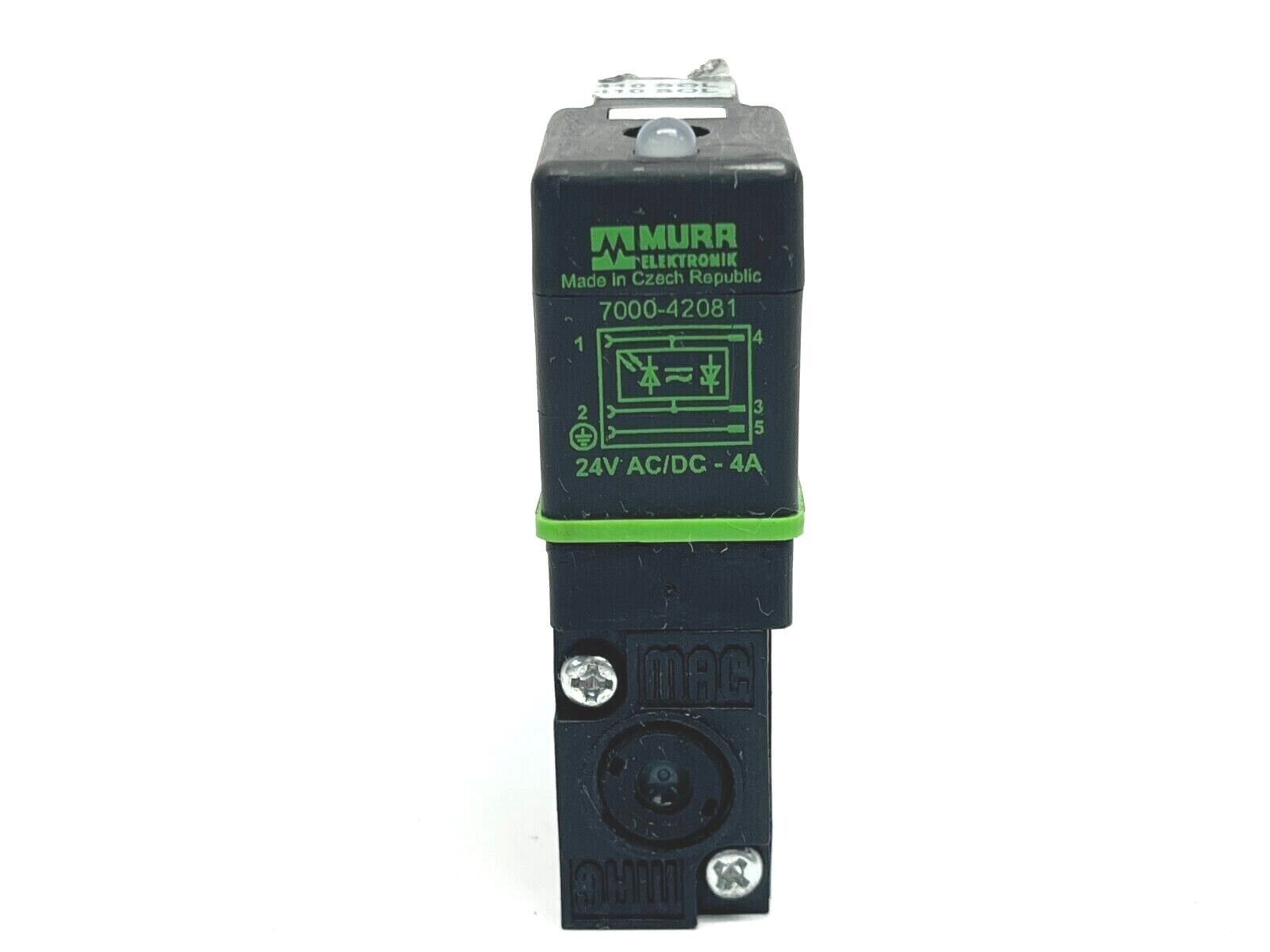 Mac Valves 45A-L00-DDAJ-1JM Solenoid Valve 24VDC w/ MURR 7000-42081 Connector - Maverick Industrial Sales