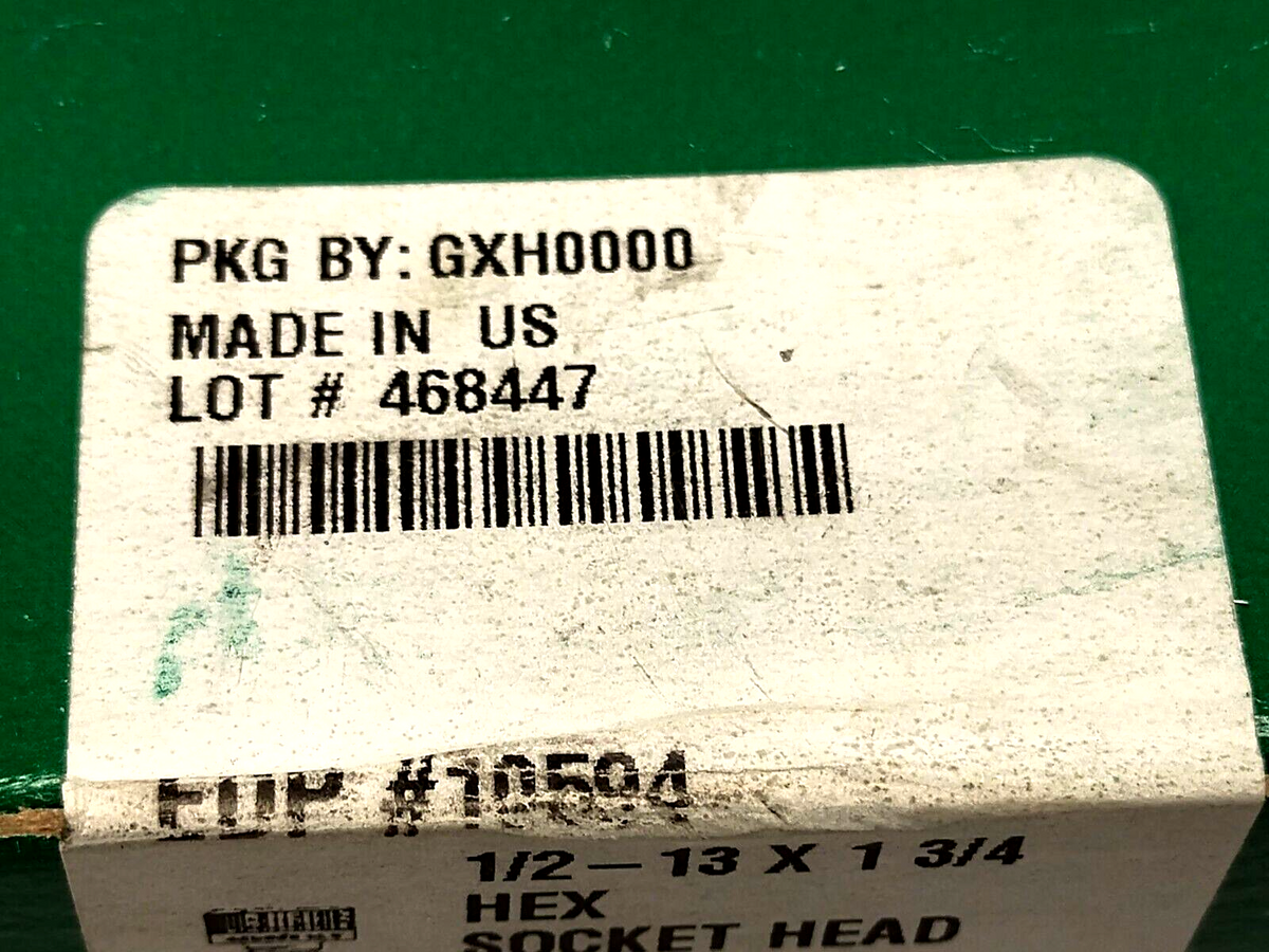 1/2-13 X 1 3/4,10594,360-0828-61-0010 | 1/2"-13 x 1-3/4" Hex Socket Head Cap Screws 10PK 697264105949 LOT OF 2 - New - Maverick Industrial Sales