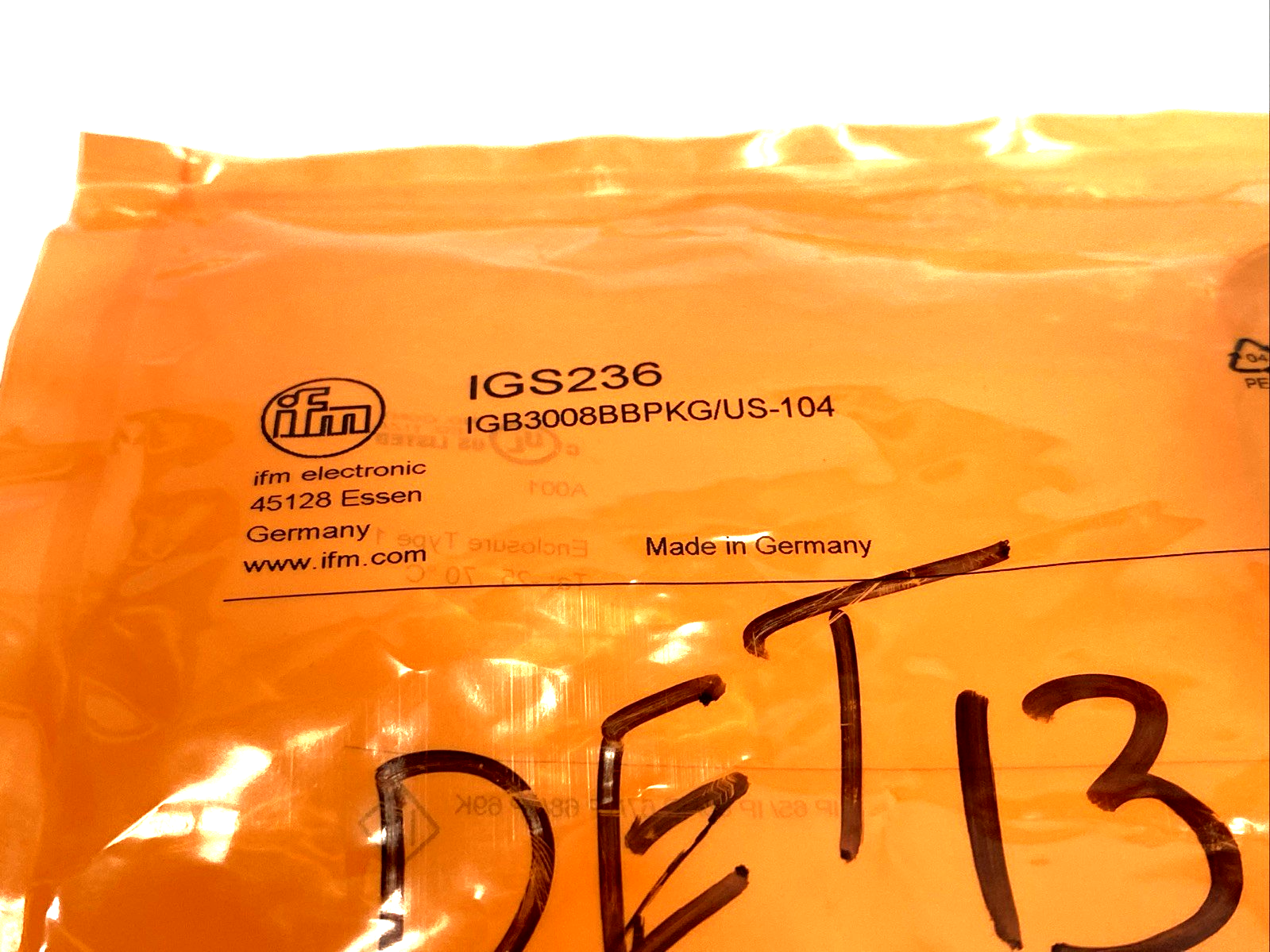 ifm IGS236 Inductive Sensor IGB3008BBPKG/US-104 - Maverick Industrial Sales