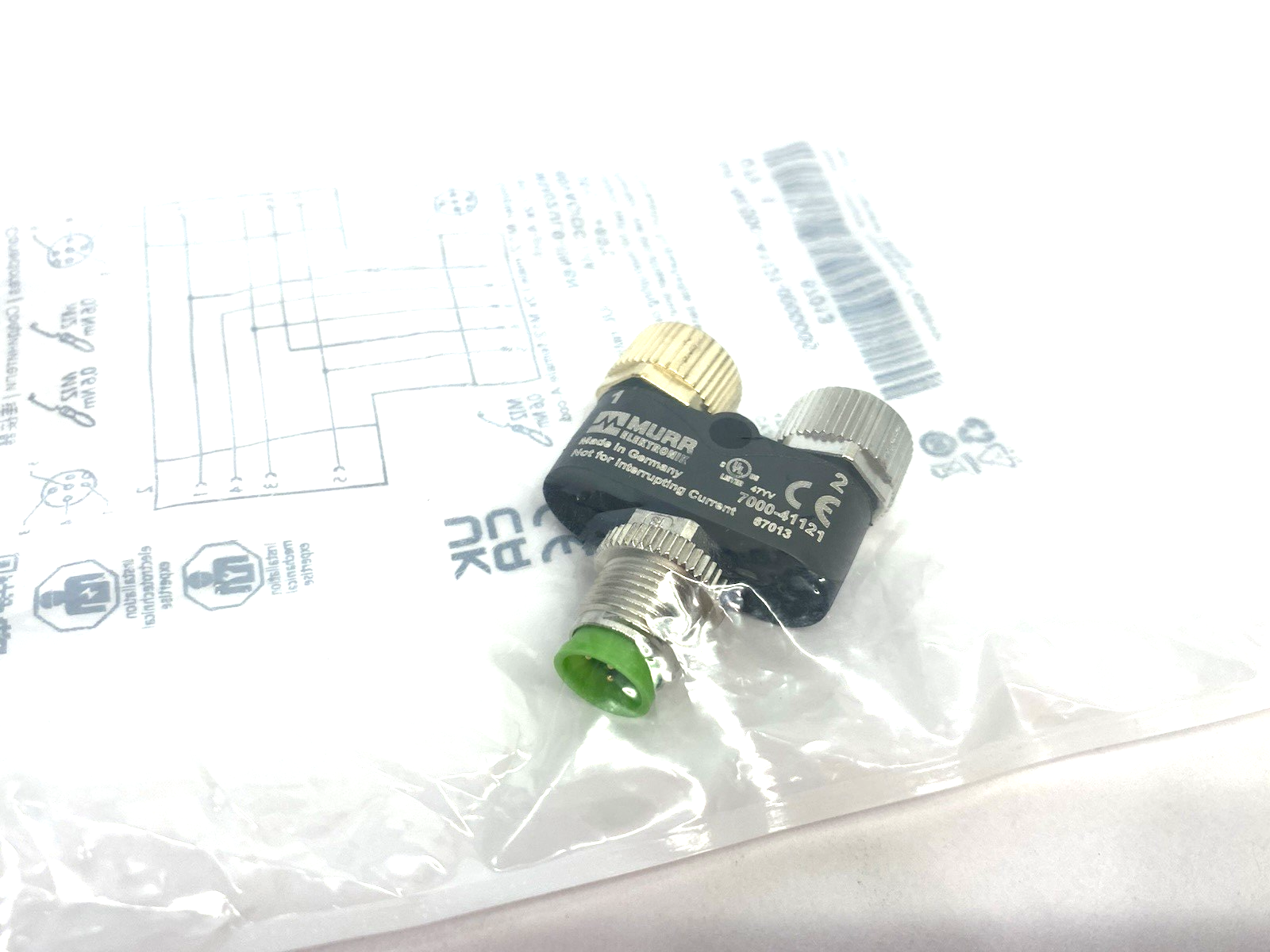 7000-41121-0000000 | Murrelektronik T-Coupler M12 male / 2x M12 female A-cod. - New - Maverick Industrial Sales