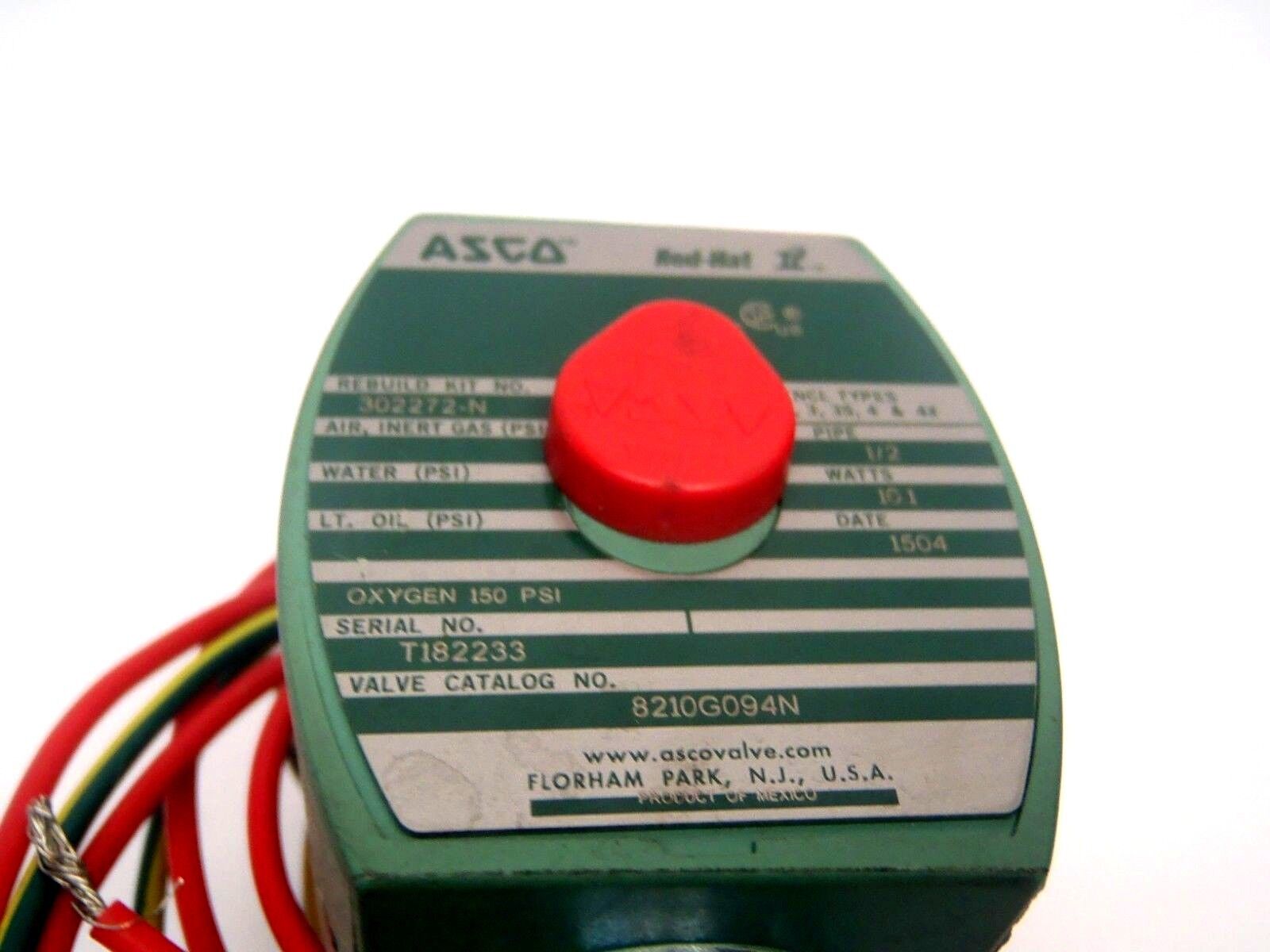 Asco 8210G094N Red Hat II 2-Way Solenoid Valve 120VAC 5/8" Orifice 1/2" NPT - Maverick Industrial Sales