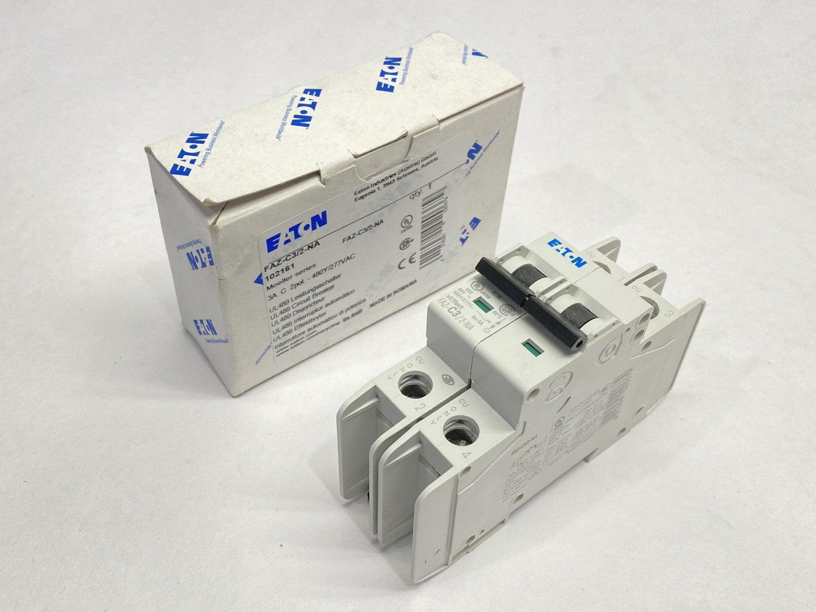 Eaton FAZ-C3/2-NA Circuit Breaker 2-Pole 3A 480Y/277VAC 102161 - Maverick Industrial Sales