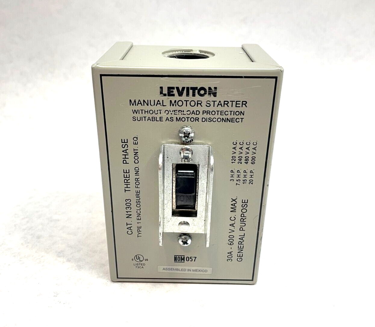 Leviton N1303-DS Manual Motor Starter Disconnect Switch 3PH 30A 600V MS303 - Maverick Industrial Sales