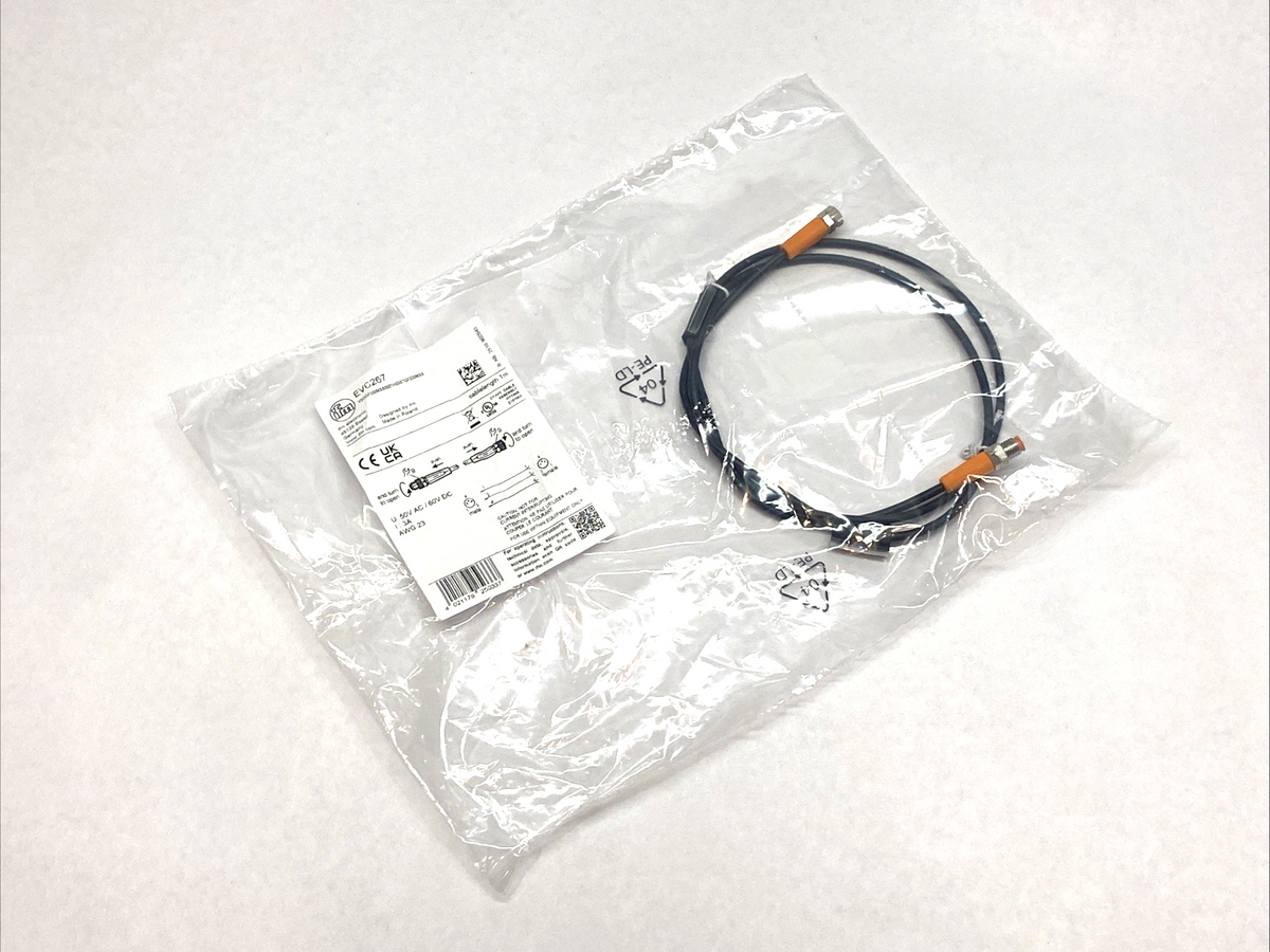 EVC267 | IFM Effector Sensor Connection Cable 1m 50VAC 6VDC 3A - New - Maverick Industrial Sales