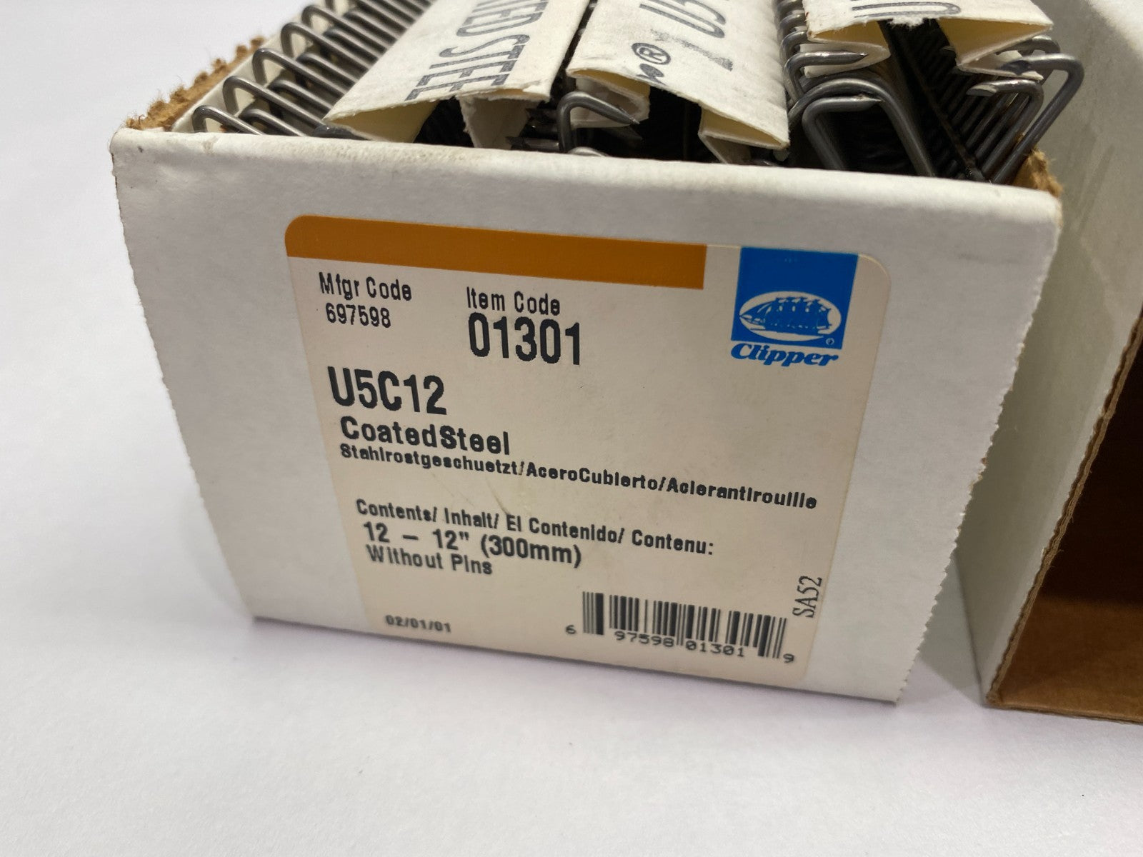 Clipper 01301 Belt Fasteners Unibar 12" Coated Steel Belt Hooks PKG OF 12 - Maverick Industrial Sales