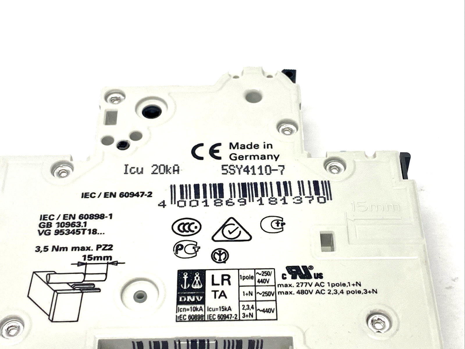 5SY4110-7 | Siemens Miniature Circuit Breaker 230/400V 10kA, 1P 10A LOT OF 2 - Used - Maverick Industrial Sales