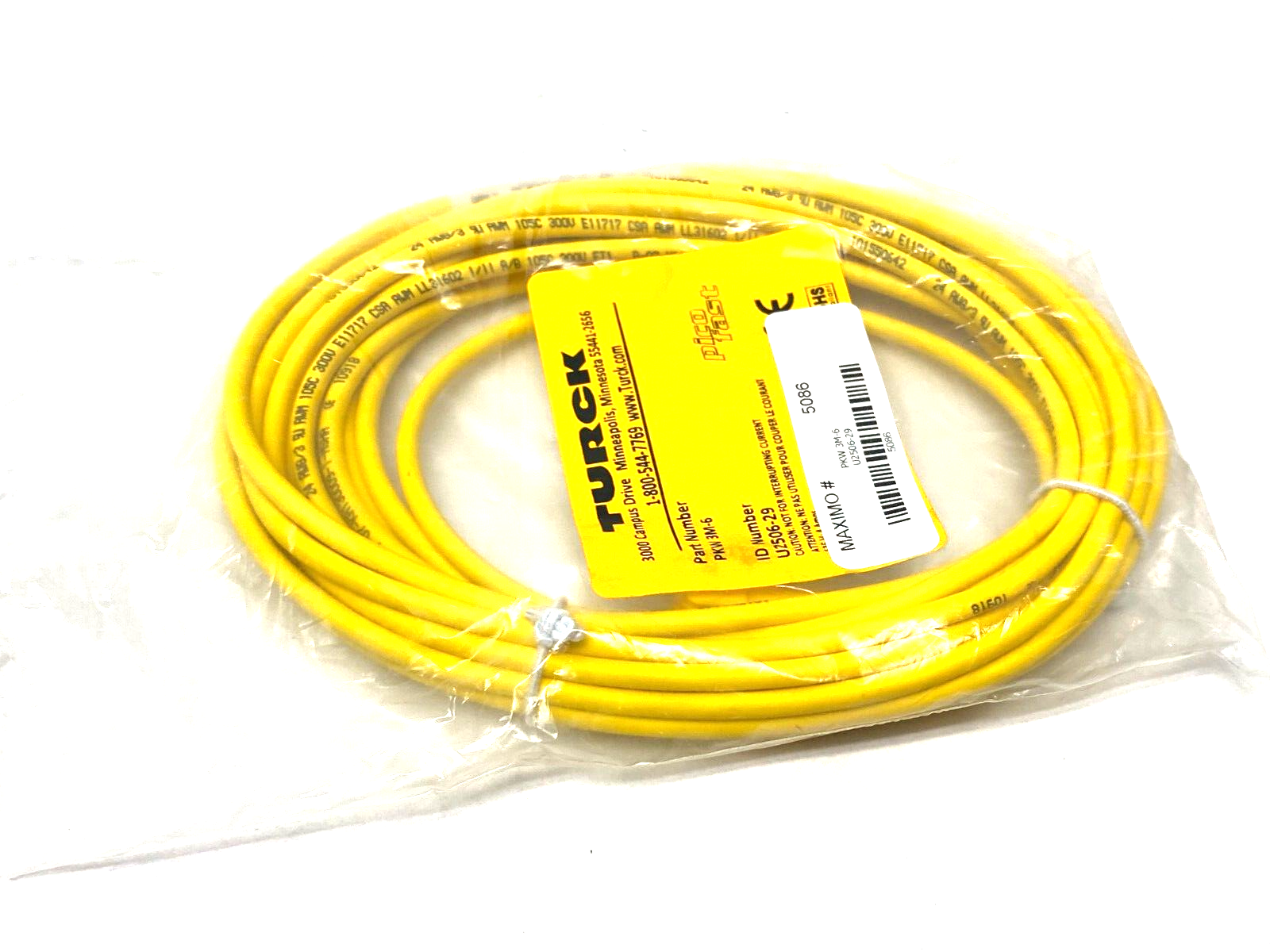 Turck PKW 3M-6 Picofast Single Ended Cordset M8 Female to Cut End U2506-29 - Maverick Industrial Sales