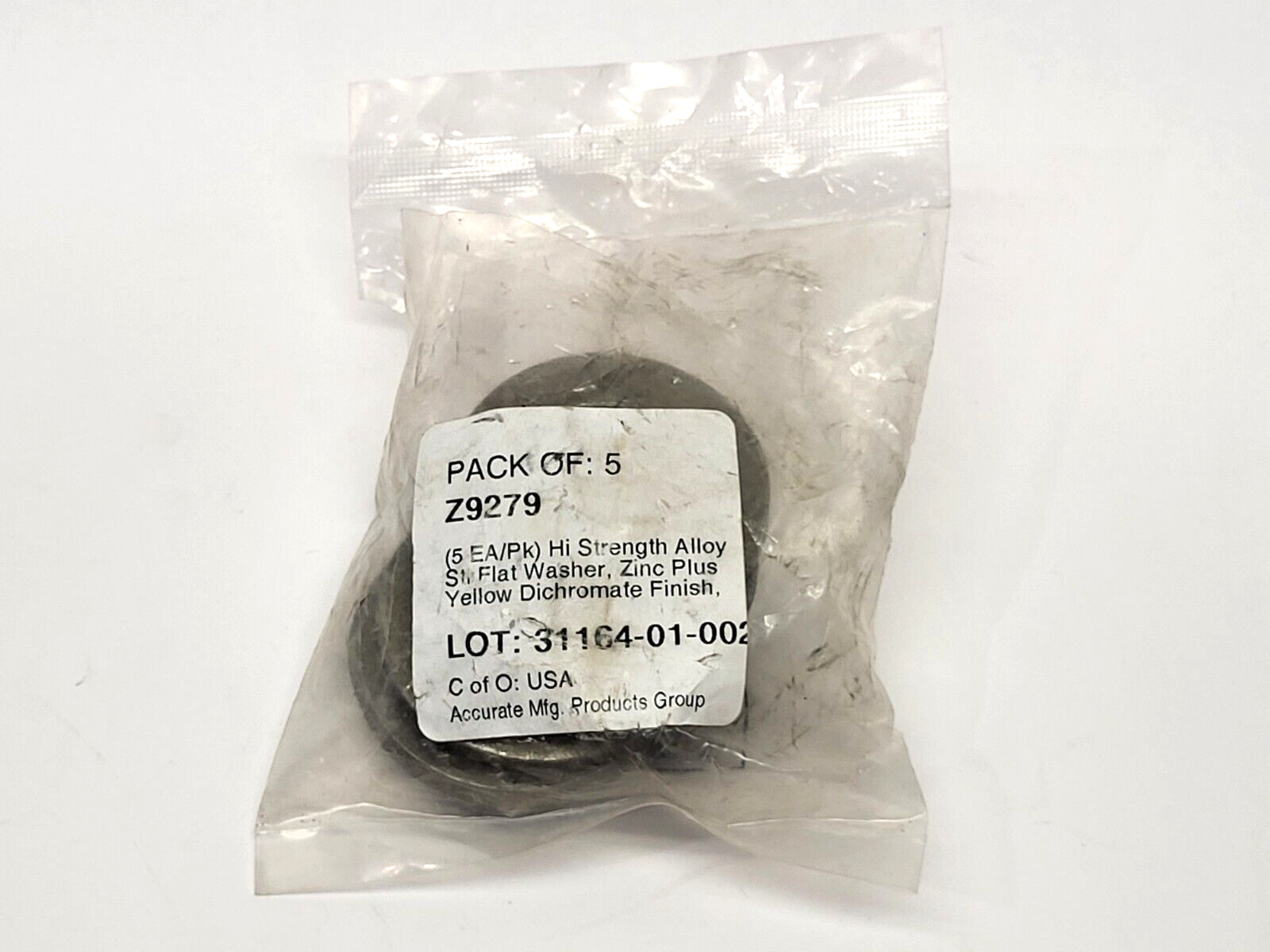Accurate Manufacturing Z9279 High Strength Alloy Flat Washer LOT OF 5 - Maverick Industrial Sales