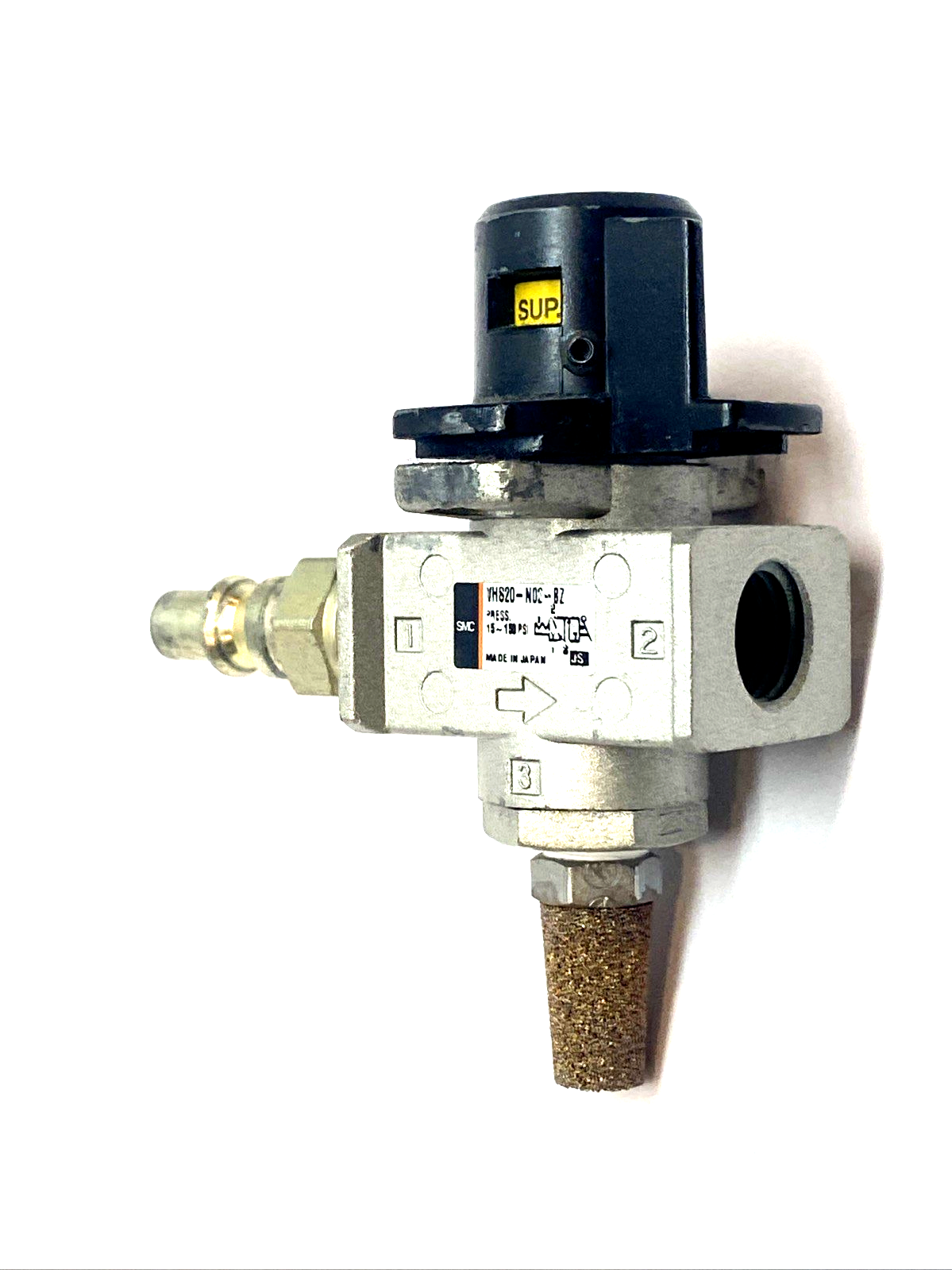 VHS20-N02-BZ | SMC 1/4" NPT Lockout Pressure Relief 3-Port Valve 15–145 PSI - Used - Maverick Industrial Sales