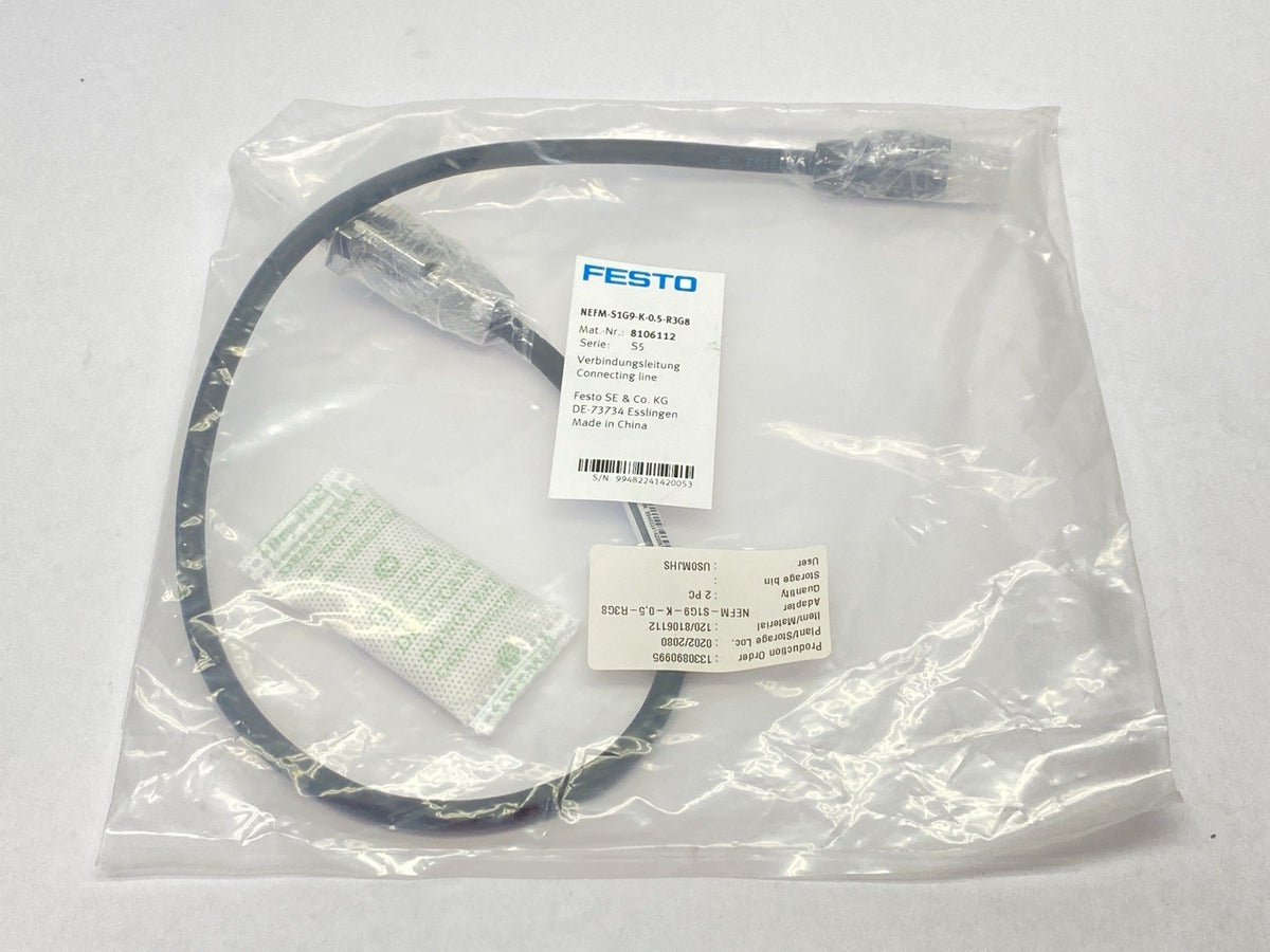 Festo NEFM-S1G9-K-0.5-R3G8 Adapter Connecting Cordset 0.5m 8106112 - Maverick Industrial Sales