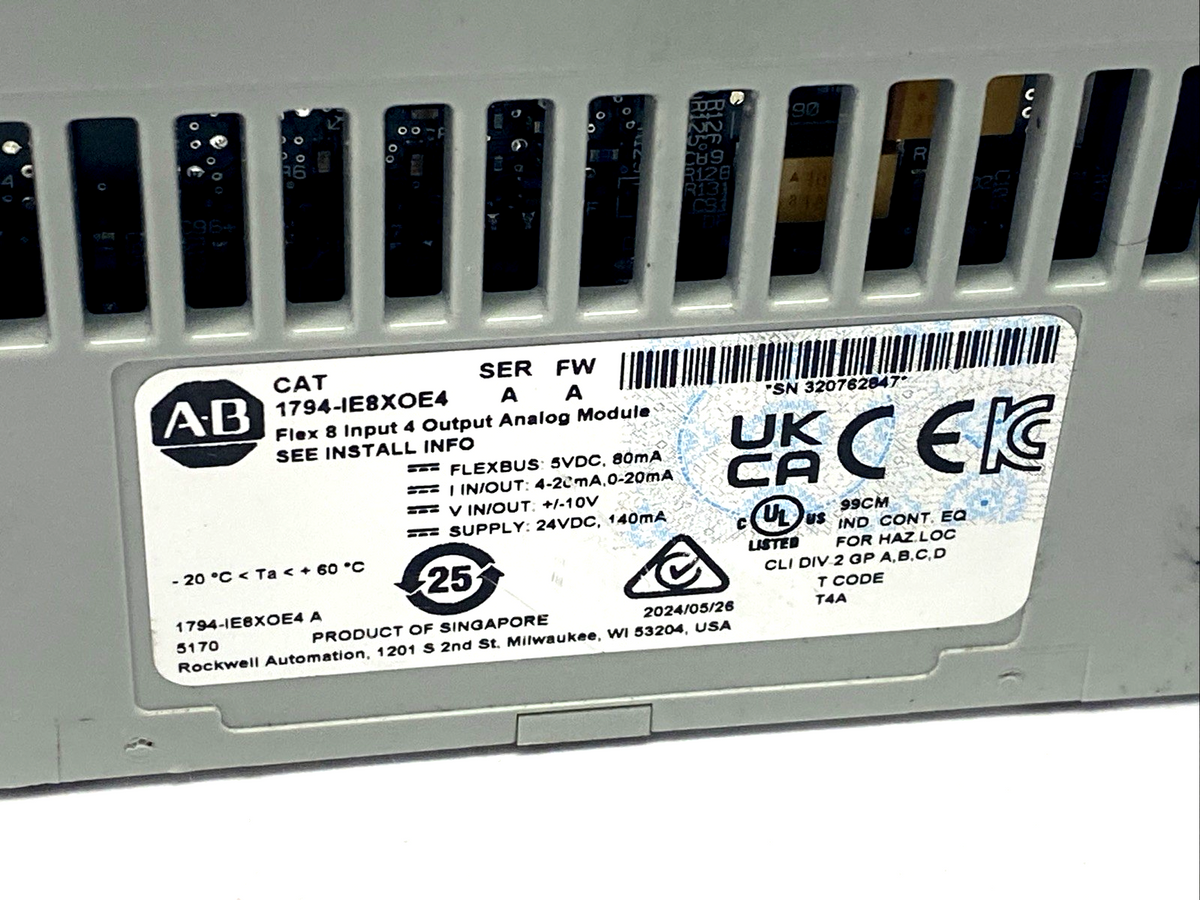 1794-IE8XOE4 | Allen Bradley Ser. A Flex I/O 8 Input 4 Output Analog Module - Used - Maverick Industrial Sales