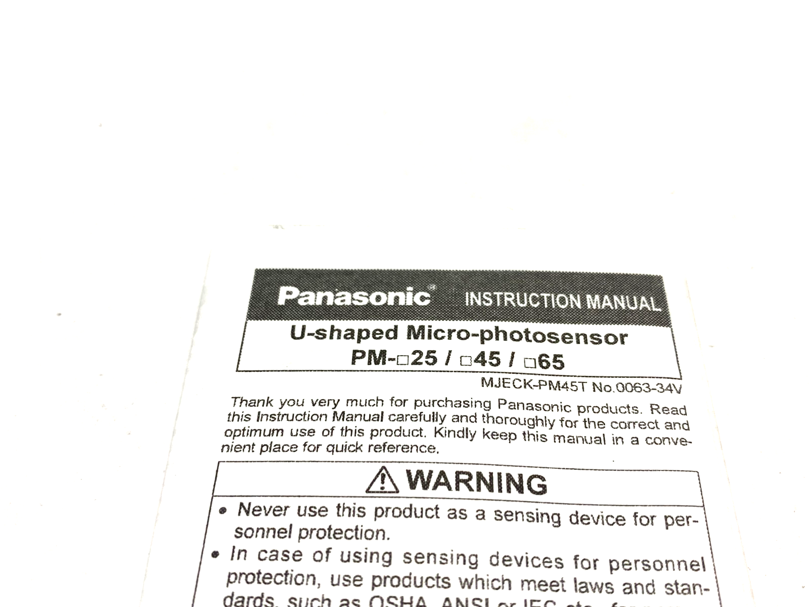 Panasonic PM-T65 U-Shaped Micro Photoelectric Sensor LOT OF 17 - New – Open box - Maverick Industrial Sales