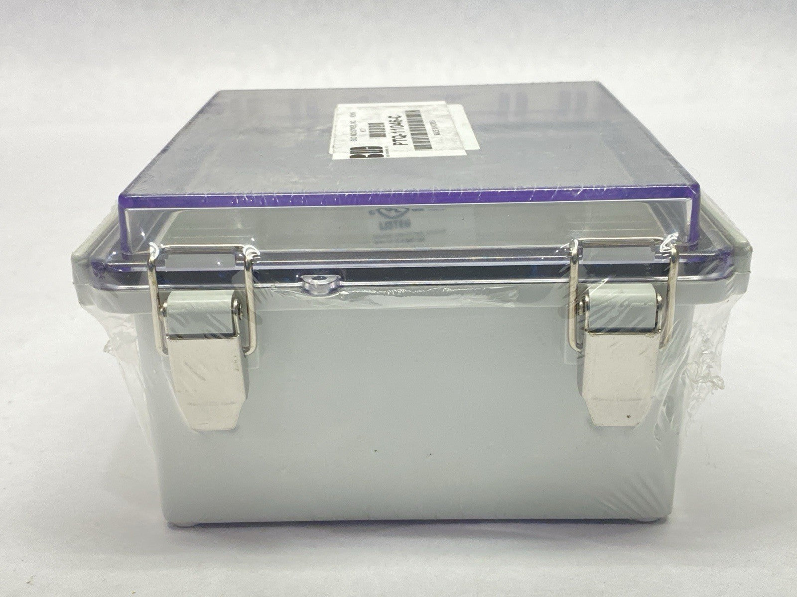 PTQ-11046-C | Bud Industries Fiberglass Box Clear Hinged 4.59" x 4.59" x 3.11" - New - Maverick Industrial Sales